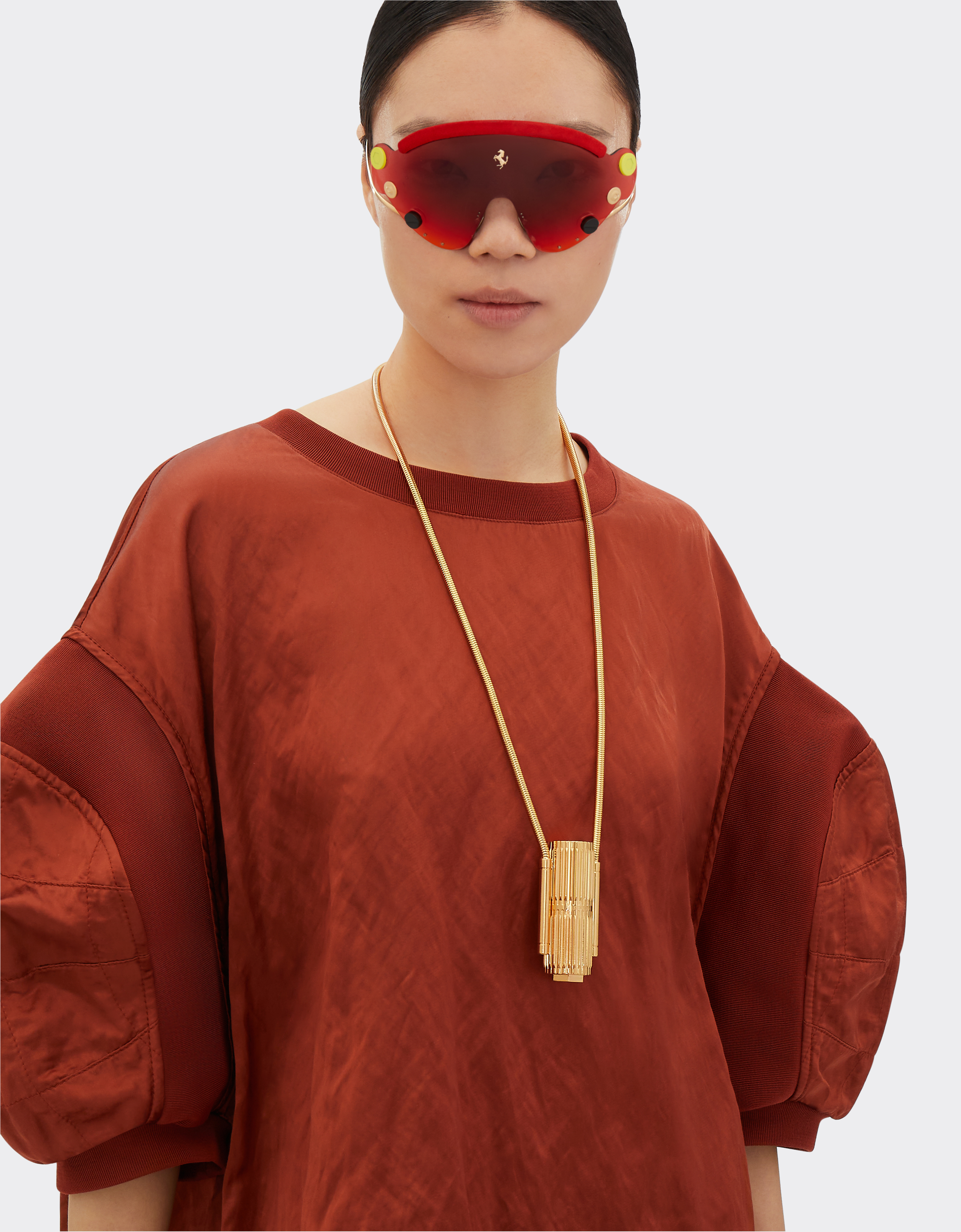 Shop Ferrari Gilded Necklace With Sculpted Pendant In Gold