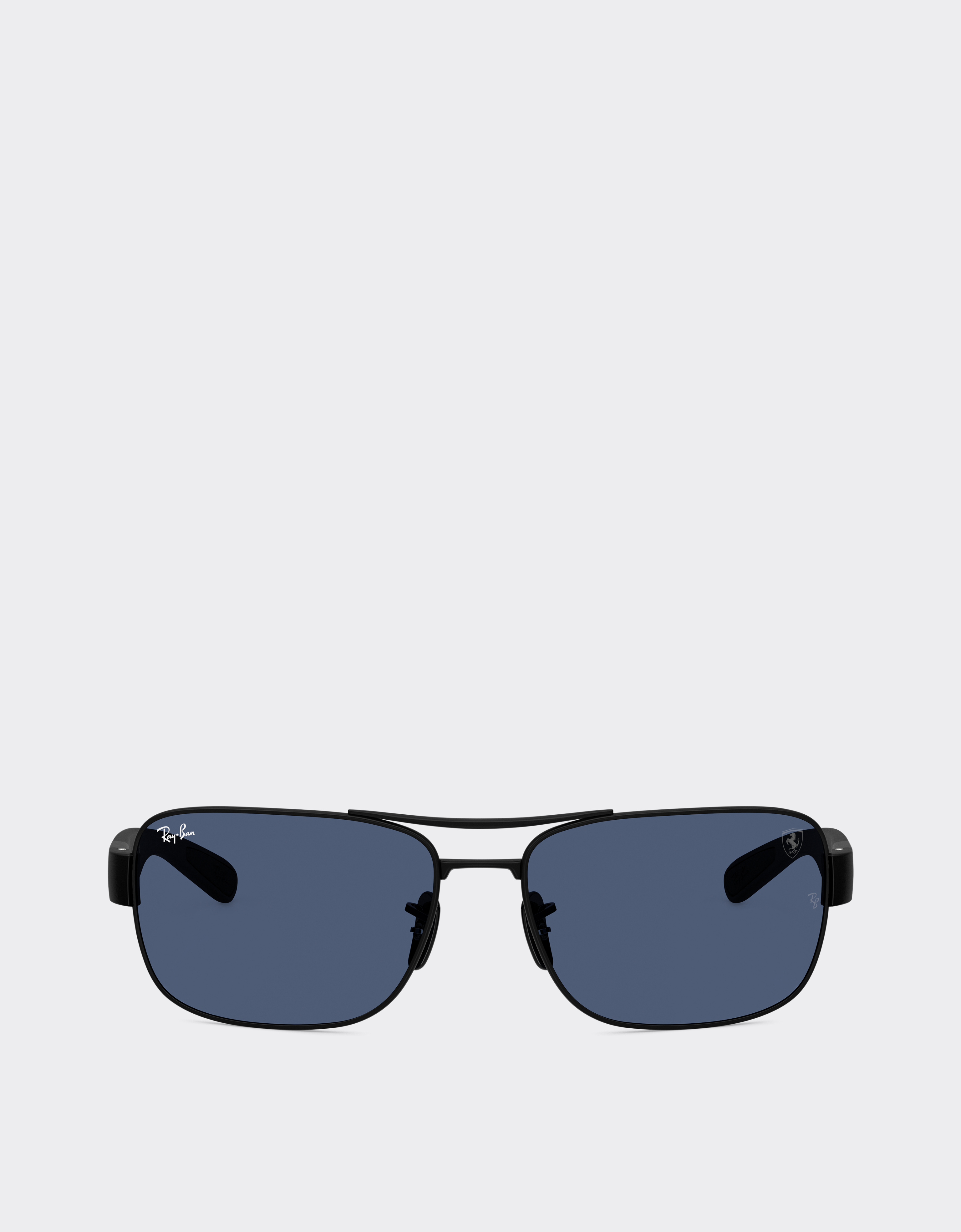 Ferrari Unisex Black Matt Ray-Ban For Scuderia Rb3763m In Matt Black Metal And Plastic With Blue Lenses - Sunglasses Os