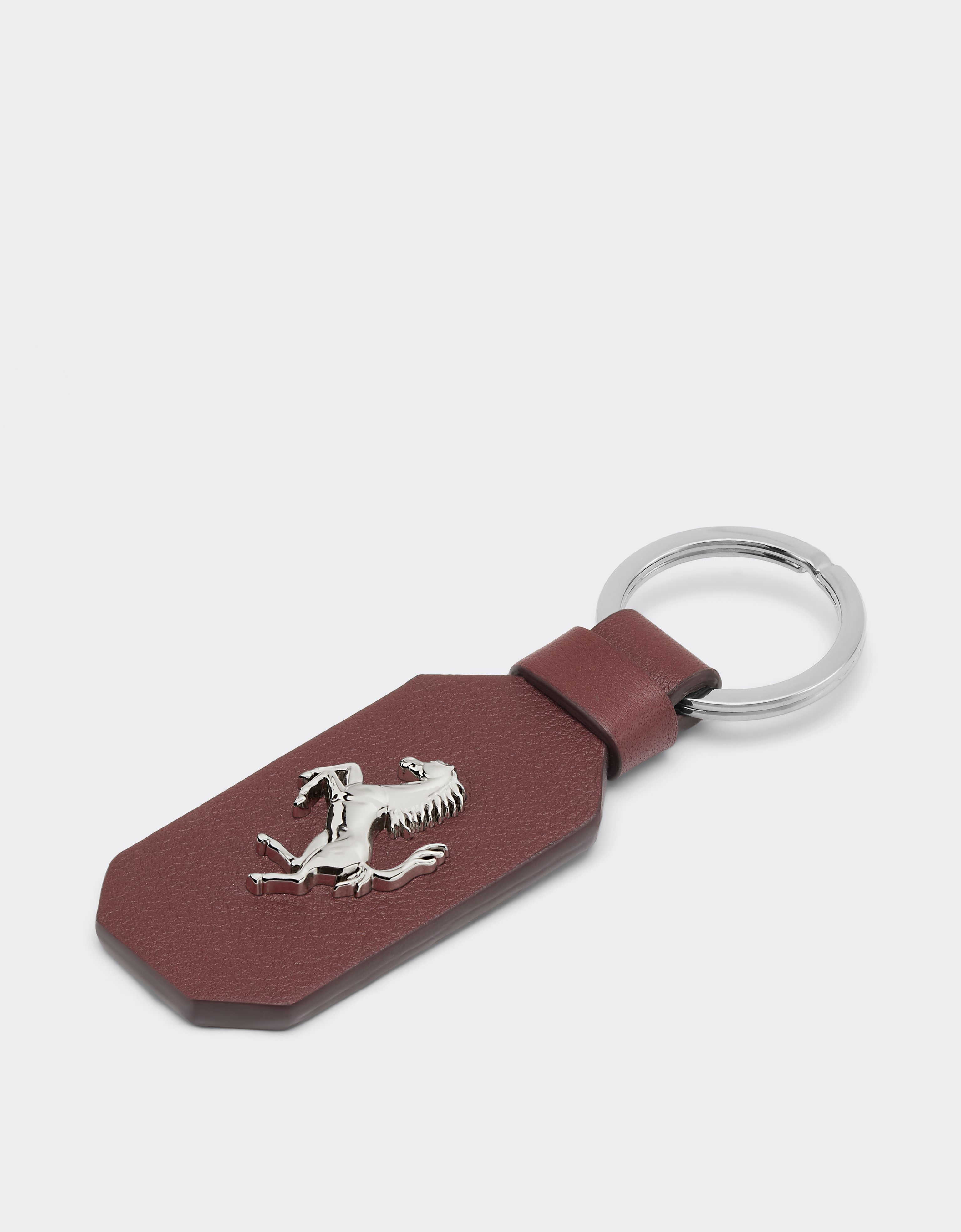  Ferrari Leather Keychain With Prancing Horse - Male Keychains Espresso Os 
