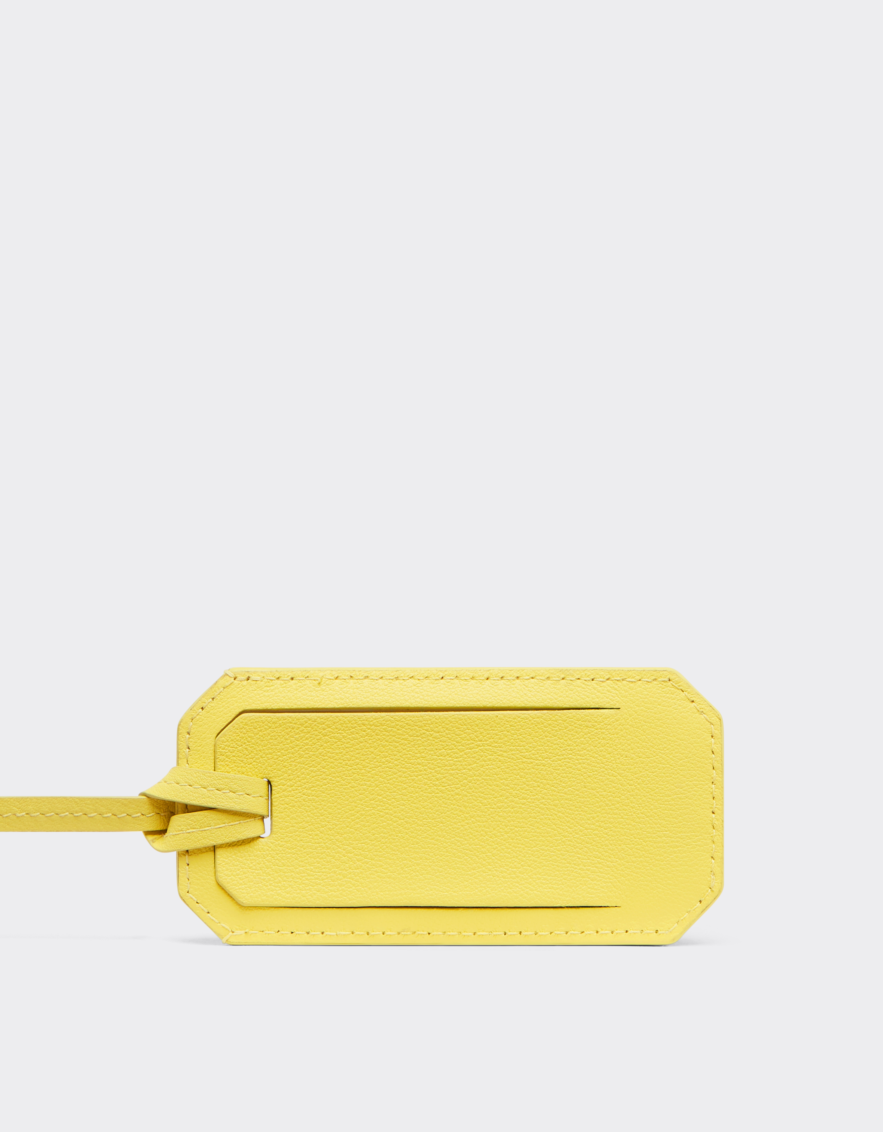 Ferrari Luggage Tag In Smooth Nappa Leather With Logo In Giallo Modena