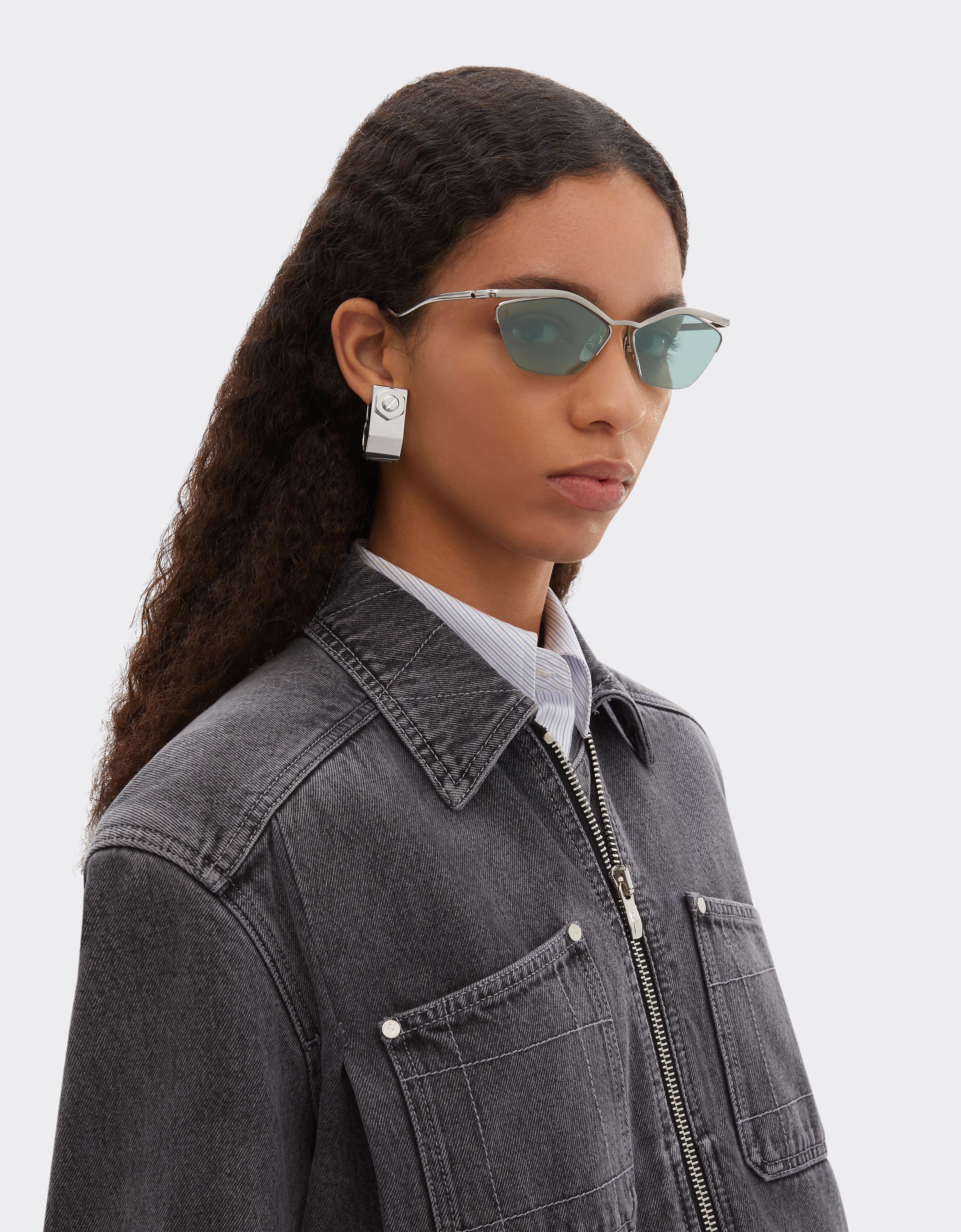  Ferrari Ferrari-sonnenbrille Aus Silberfarbenemtitan Mit Blauen Verspiegelten Gläsern - Female Sonnenbrillen Silver Os 