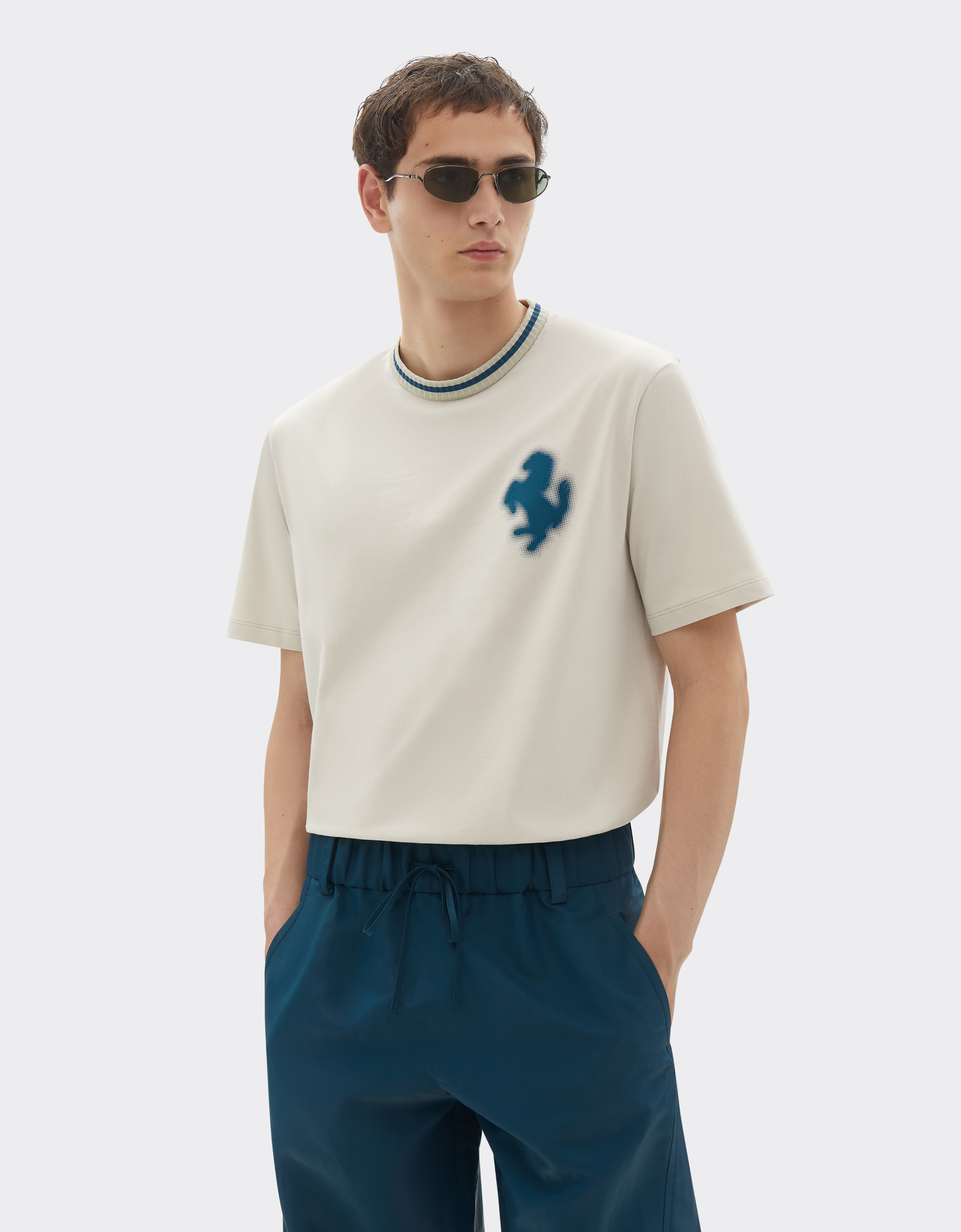 Ferrari Cotton T-shirt With Embossed Prancing Horse