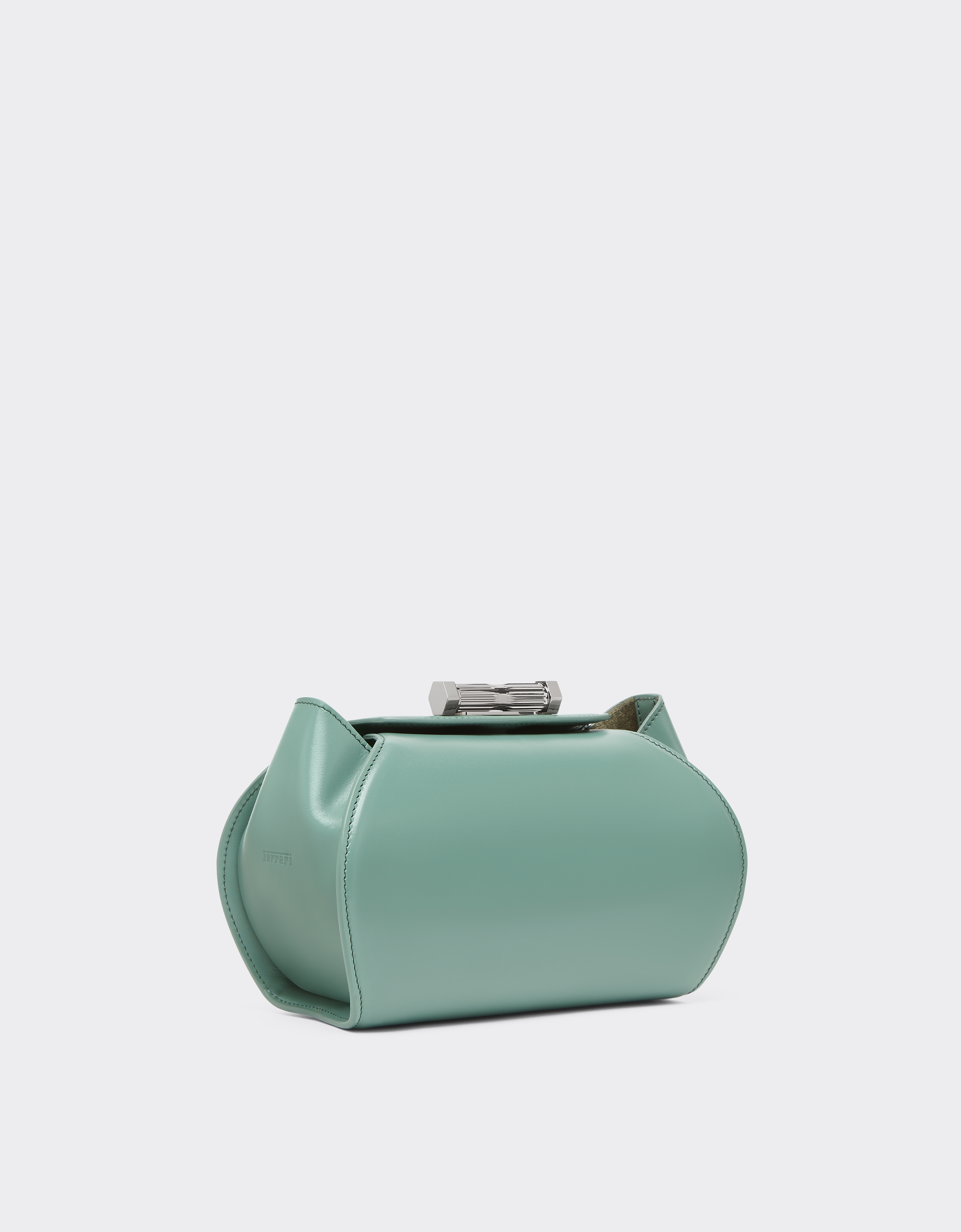 Ferrari Medium-size Bowling Bag In Semi-gloss Smooth Leather In Ficus Green