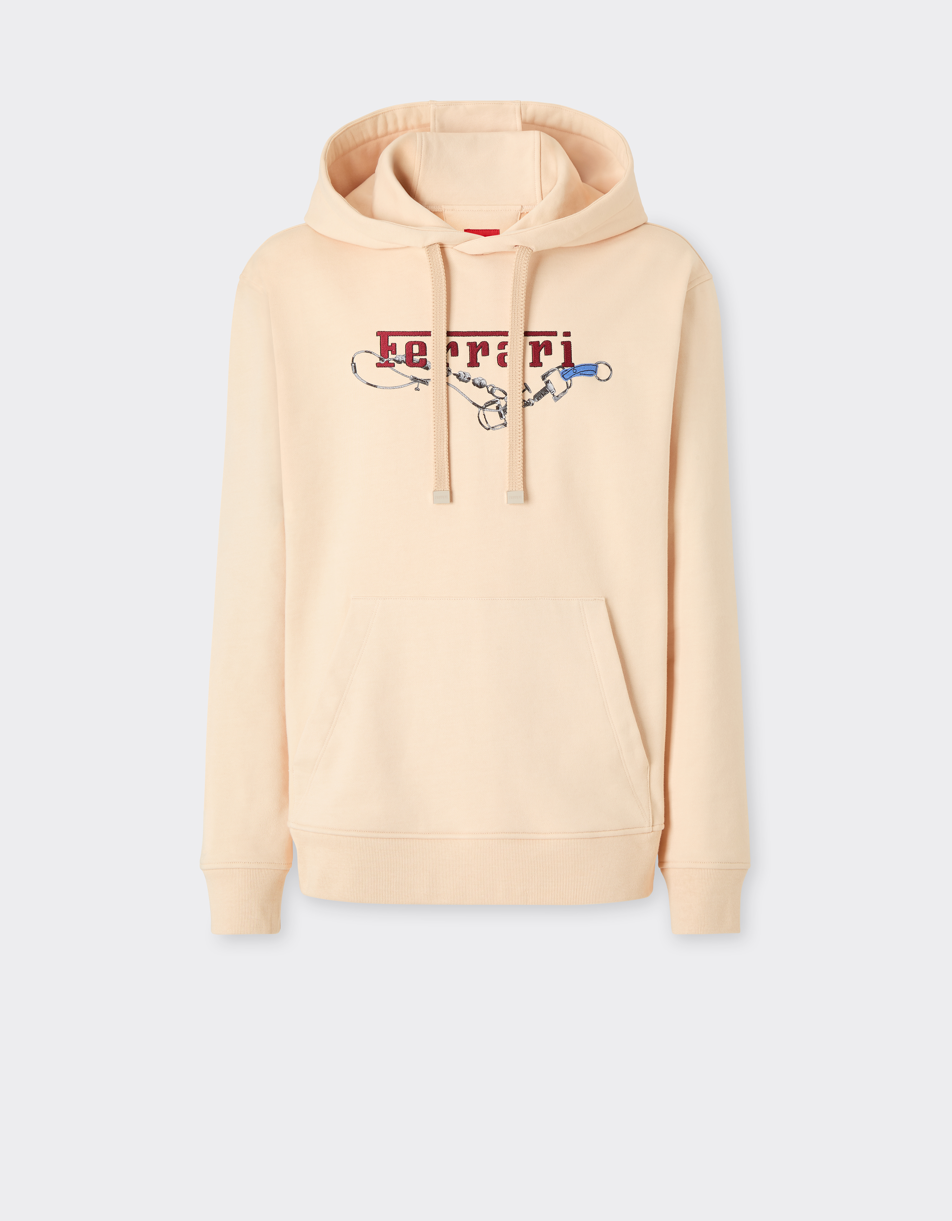 Ferrari Men's Powder Pink Hooded Sweatshirt With Embroidery - Sweaters & Knitwear L