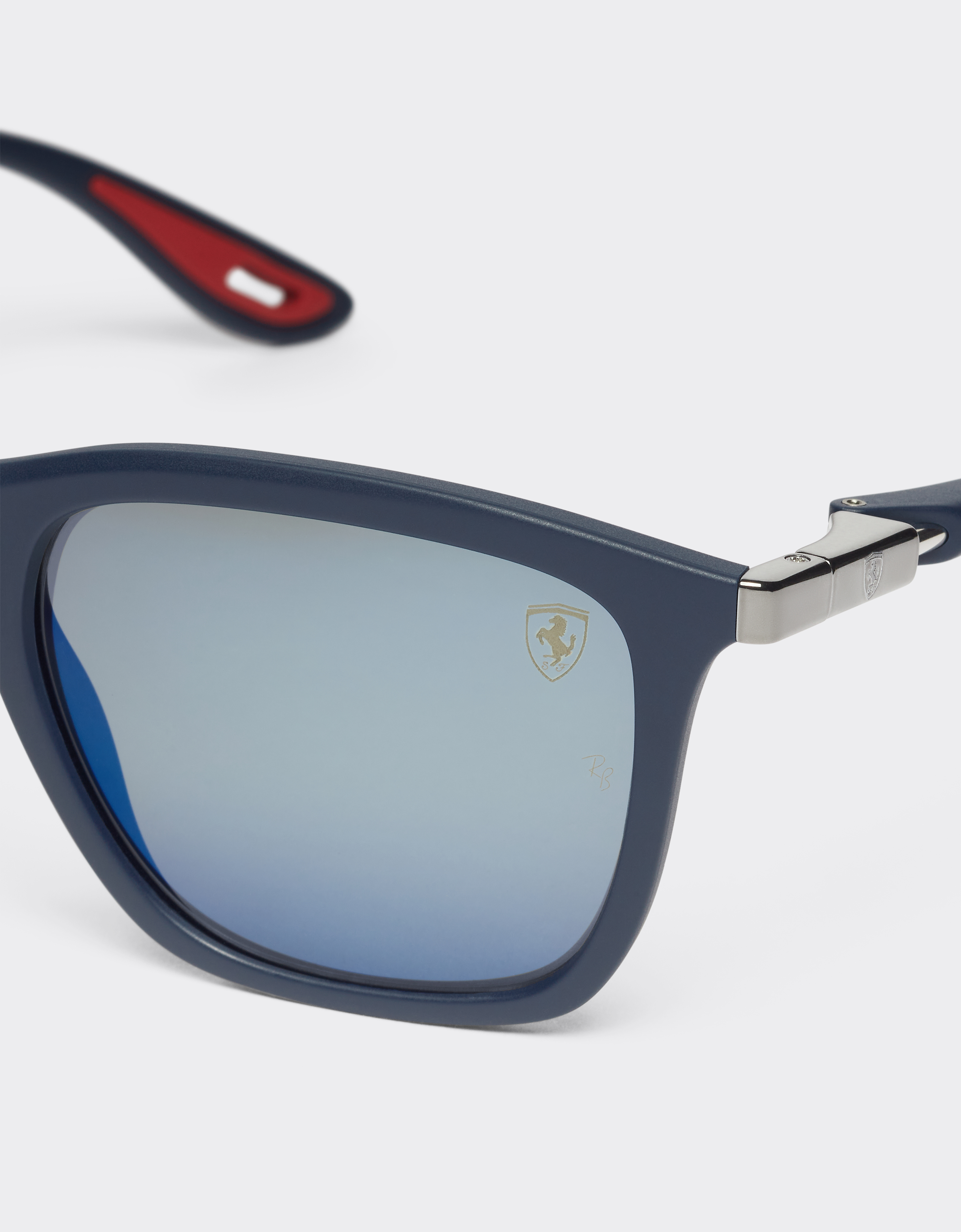 FERRARI FERRARI RAY-BAN FOR SCUDERIA FERRARI 0RB4433M MATT BLUE SUNGLASSES WITH POLARISED MIRROR BLUE LENSES