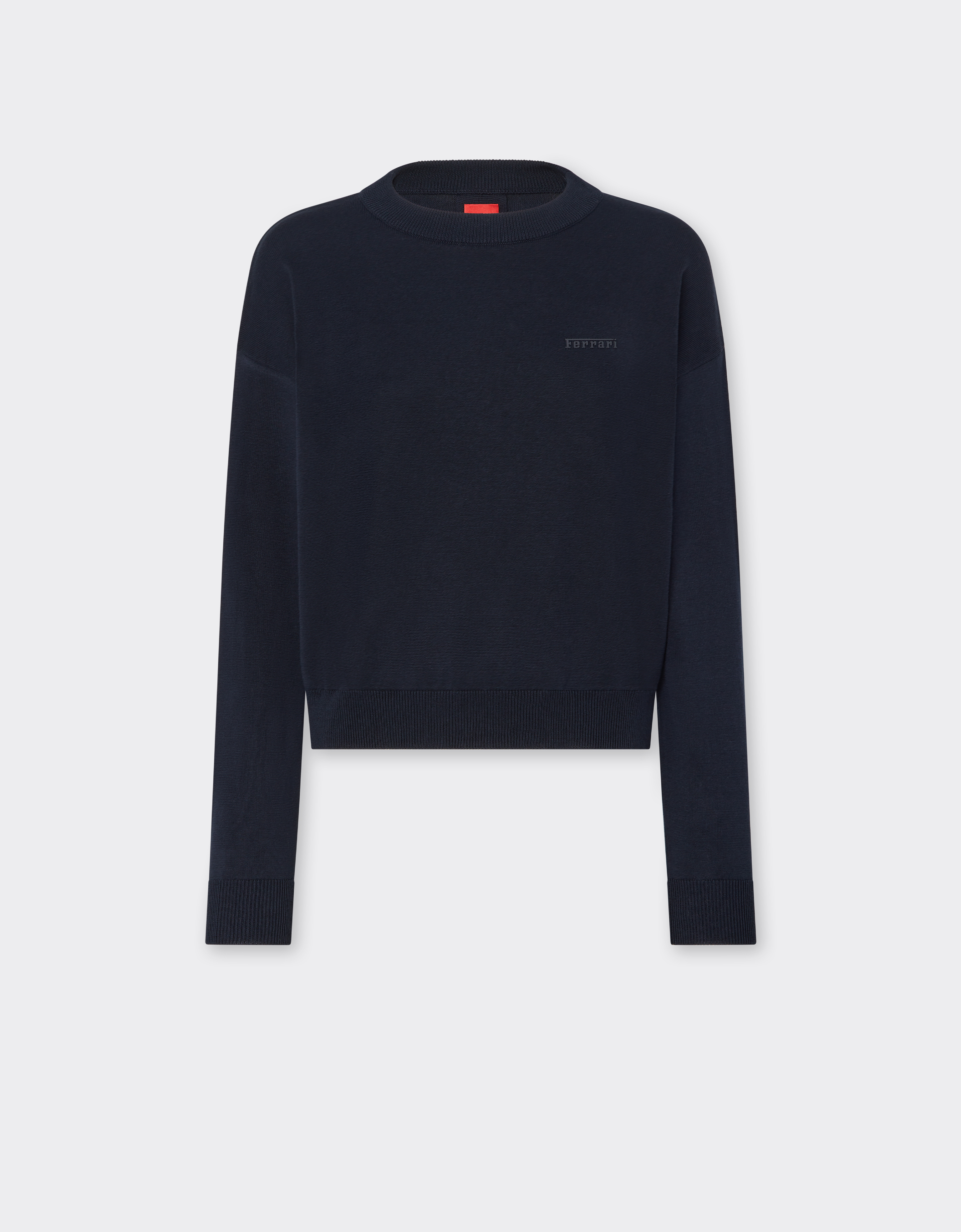 Ferrari Women's Navy Cotton And Silk Long Sleeve Sweater - Jumpers & Knitwear 46