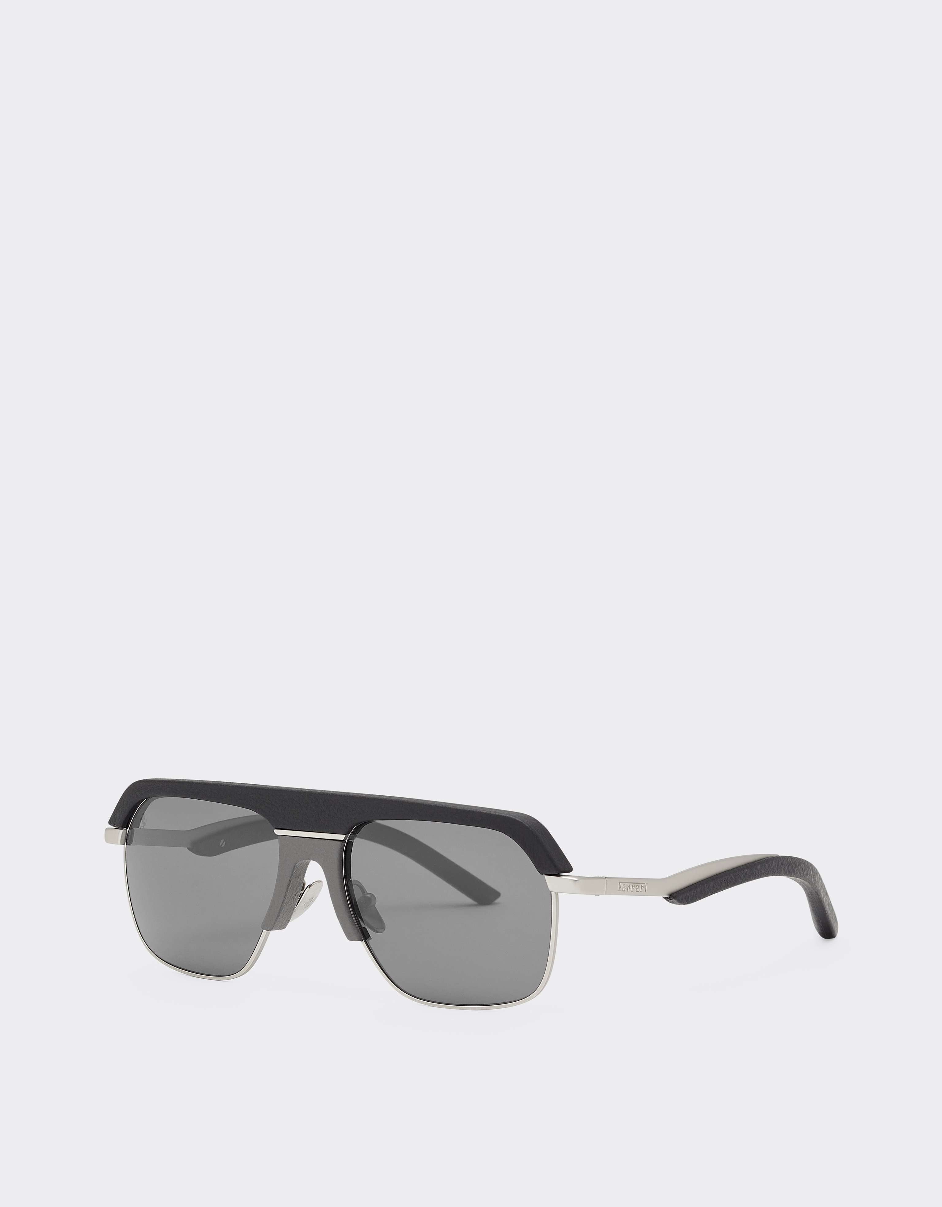 Ferrari Sunglasses In Matte Silver Metal With Gray Polarized Lenses In Black