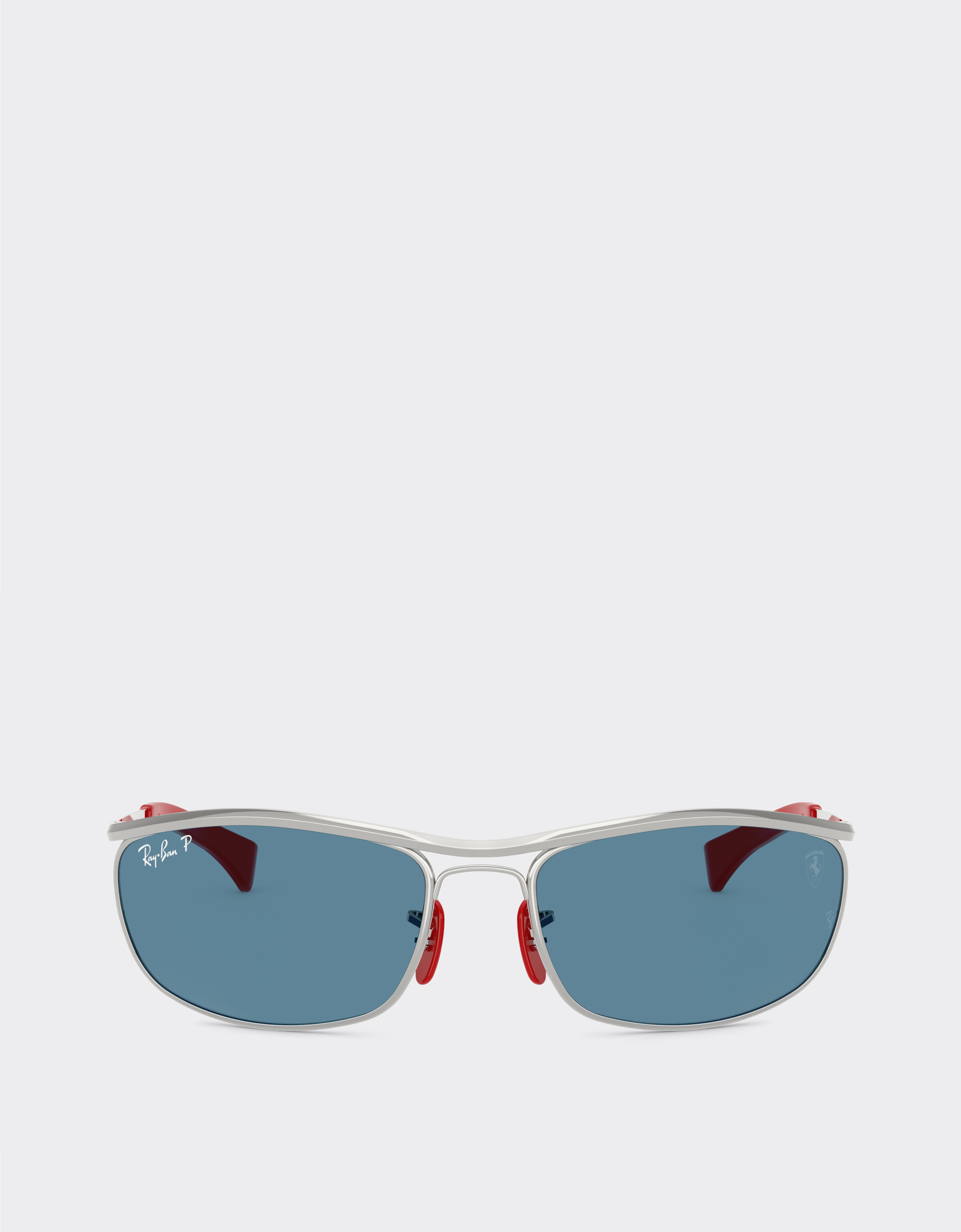 Ferrari Unisex Silver Ray-Ban For Scuderia Rb3819m In Metal With Polarised Blue Lenses - Sunglasses Os
