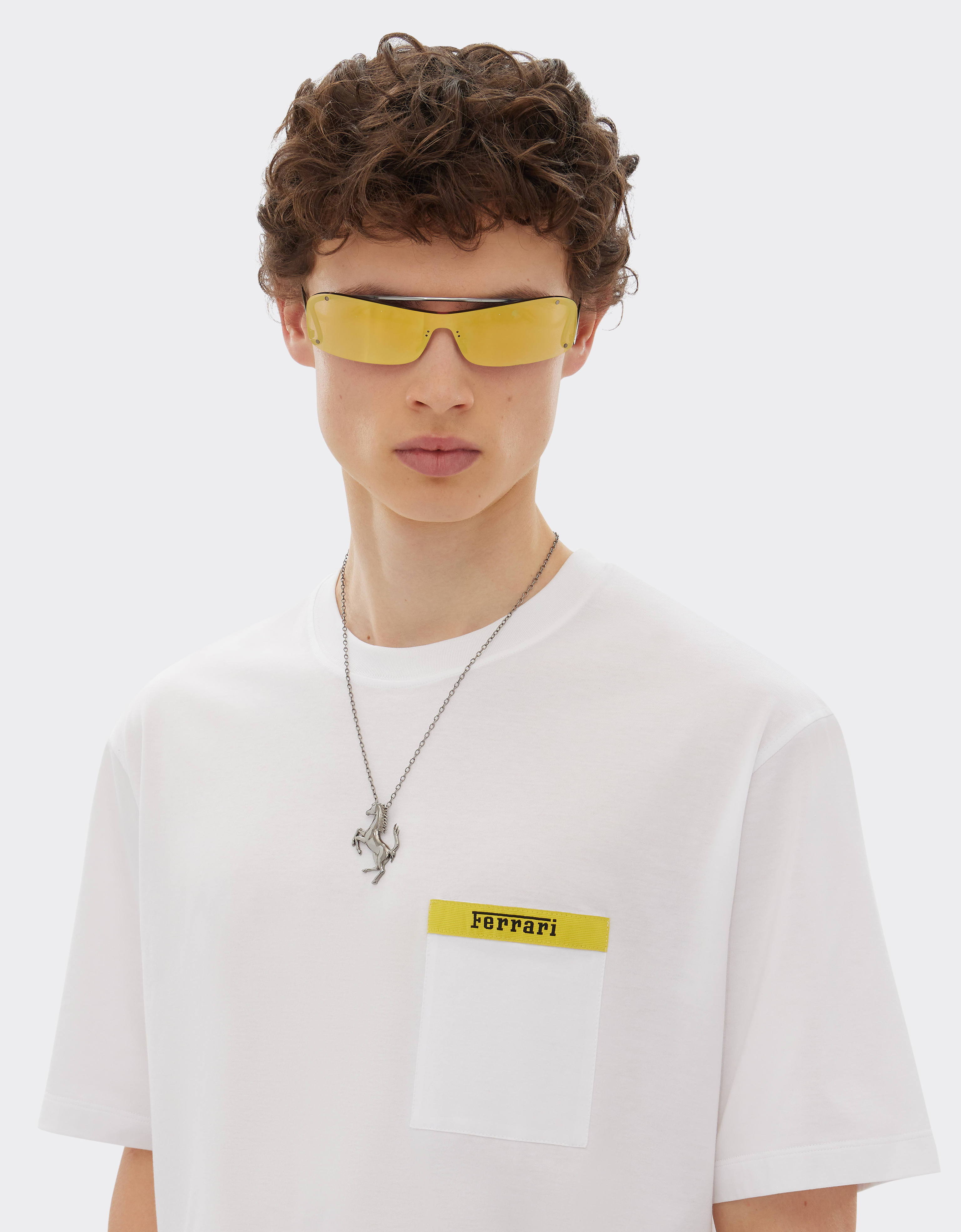 Shop Ferrari Cotton T-shirt With Contrast Detail In Optical White