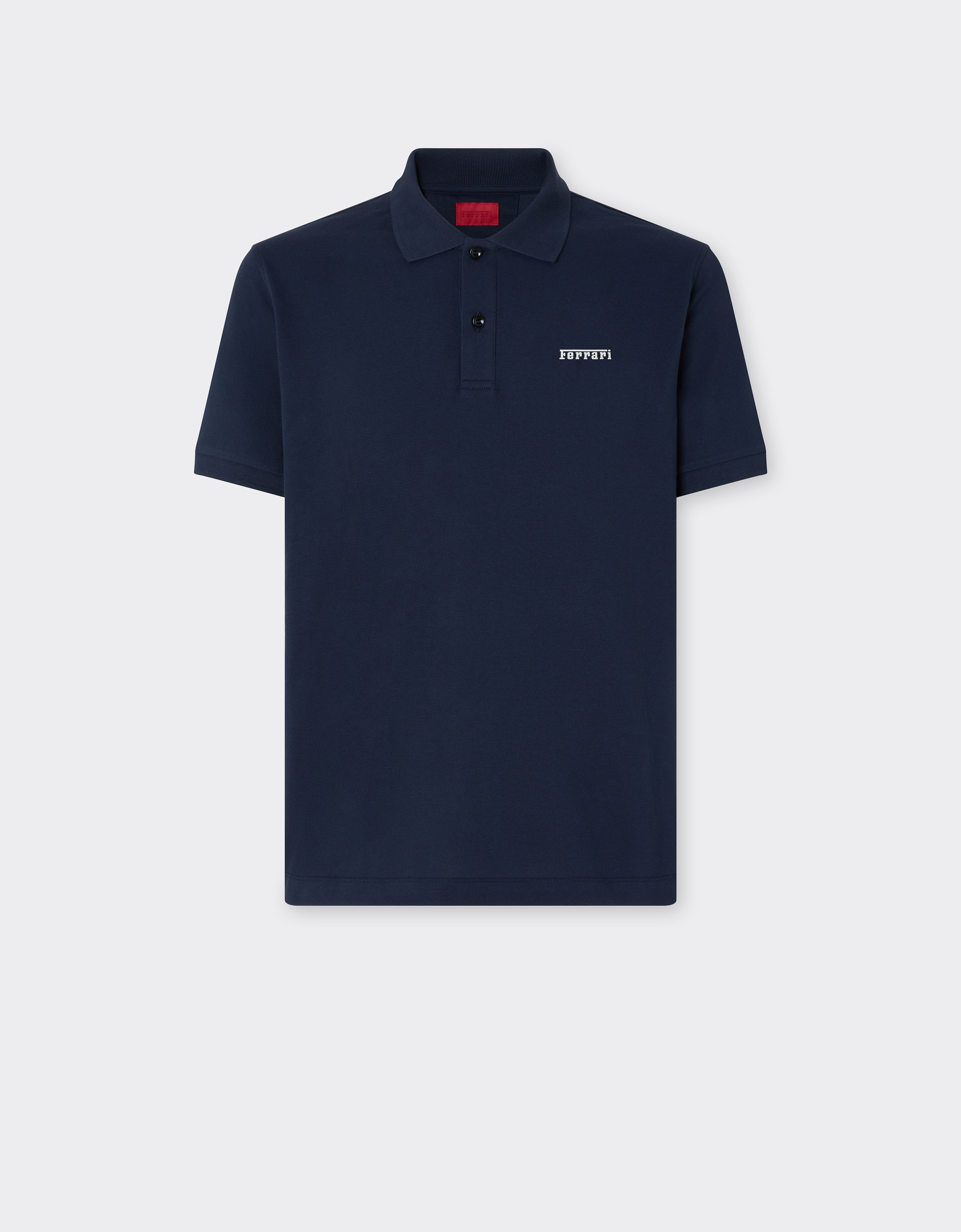 Ferrari Men's Navy Cotton Polo Shirt With Logo - Polos M