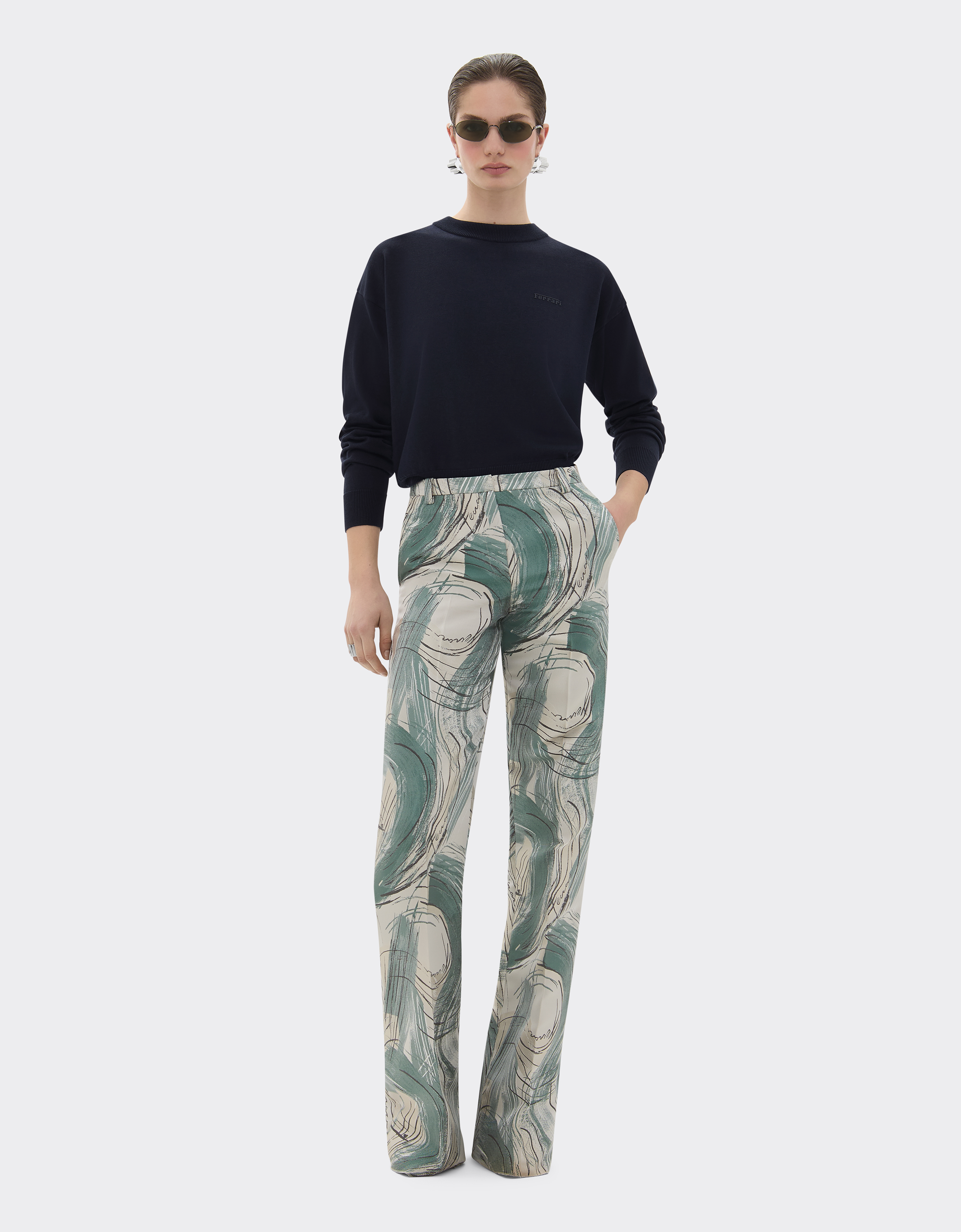  Ferrari Langärmliges Hemd Aus Baumwolle Und Seide - Female Sweatshirts & Strickwaren Navy 44 
