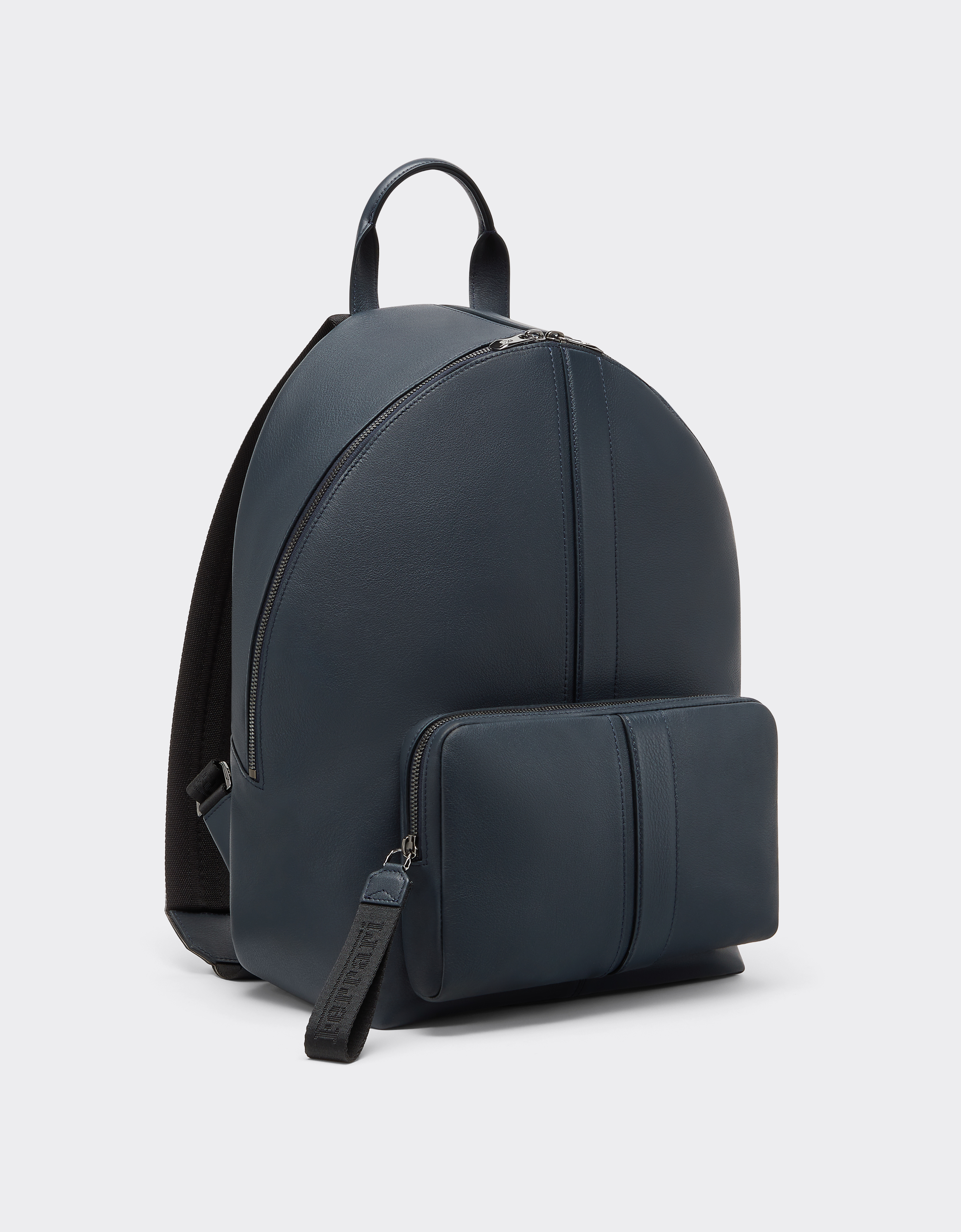 Ferrari Rucksack In Tumbled Leather In Navy