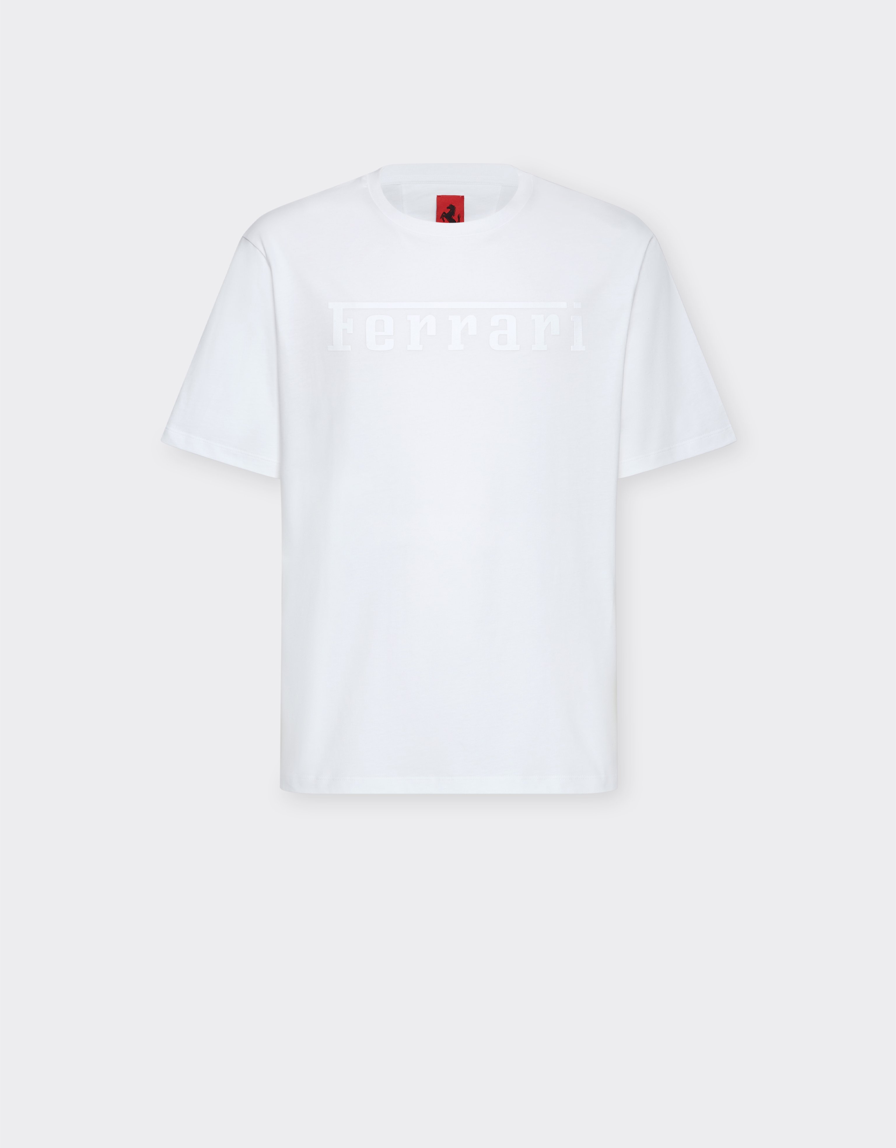 Ferrari Cotton T-shirt With Logo In Optical White
