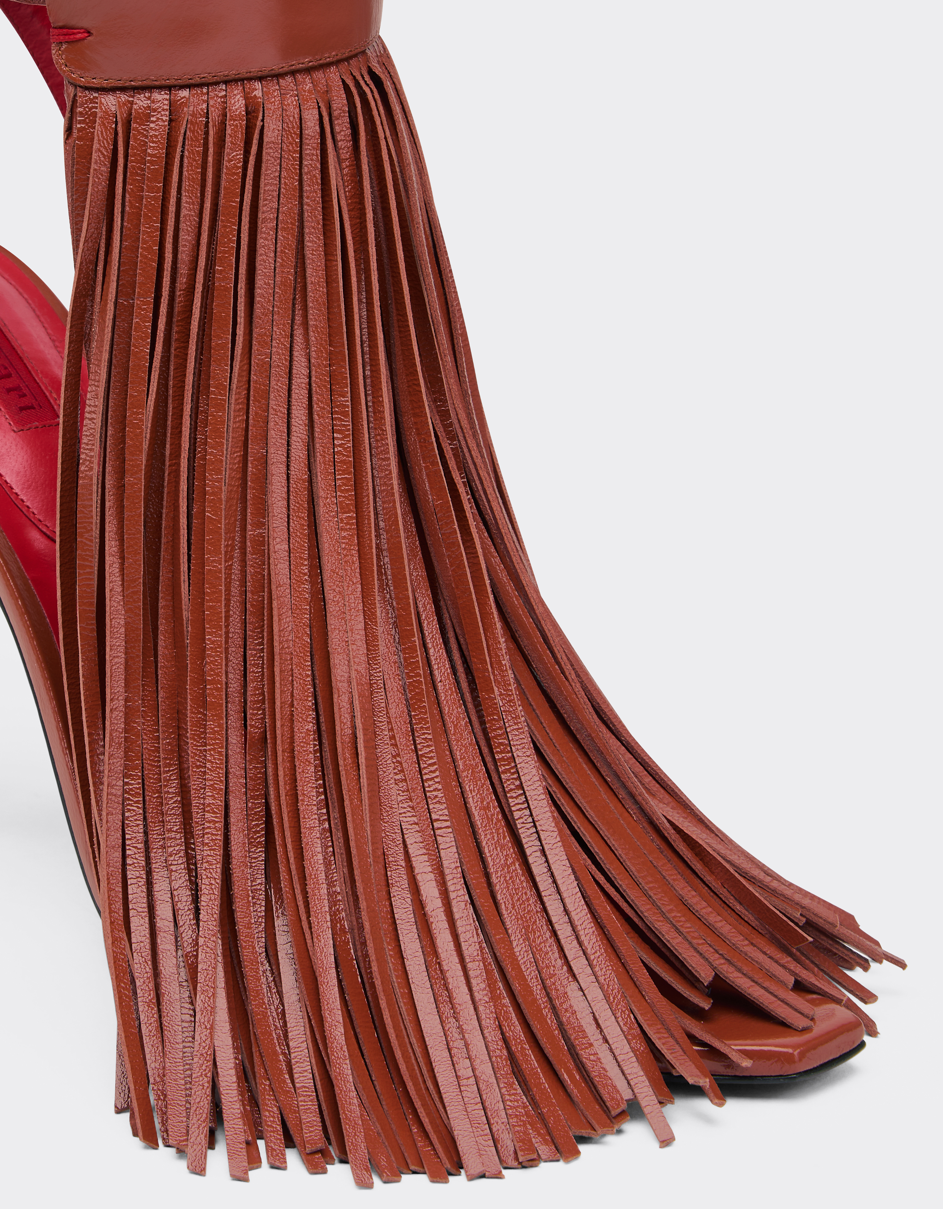 Ferrari Leather Sandals With Fringing In Brown
