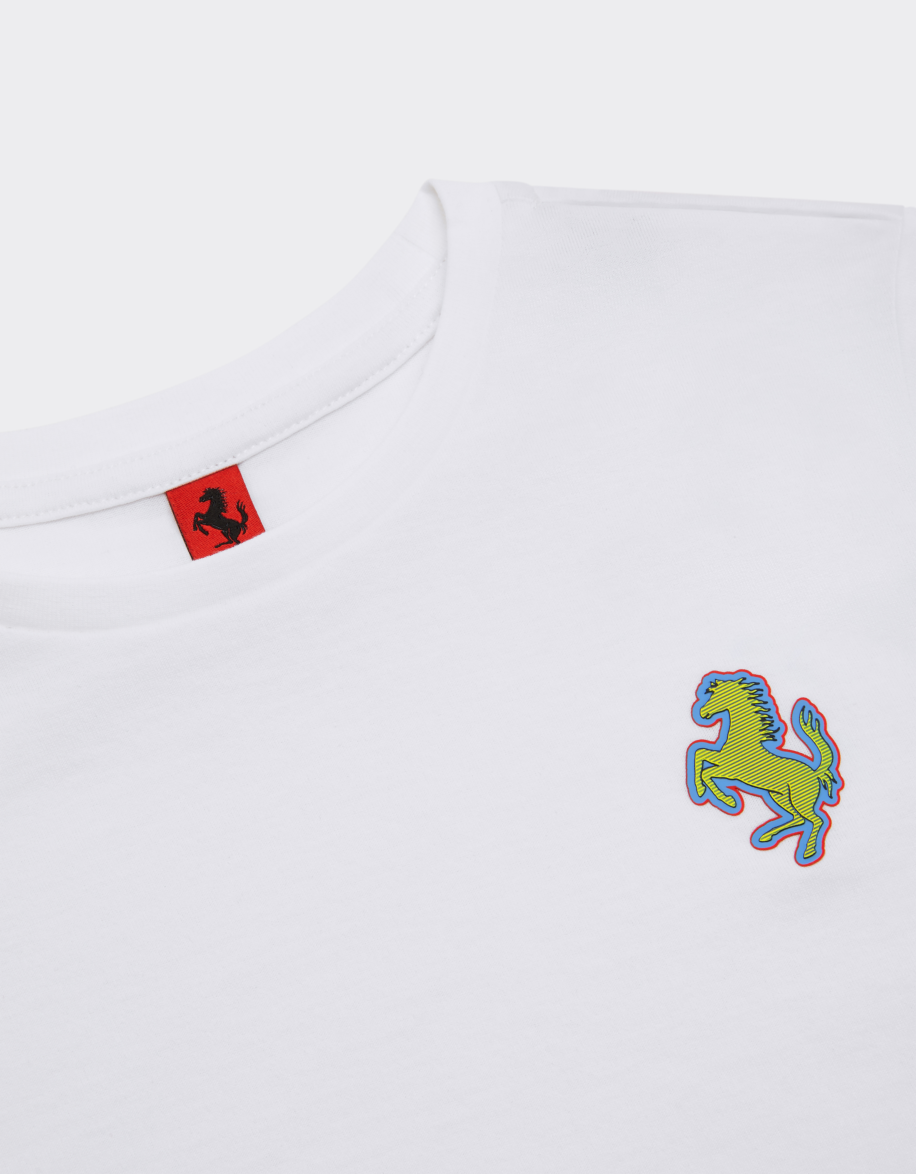 Ferrari T-shirt With Prancing Horse Patch In Optical White