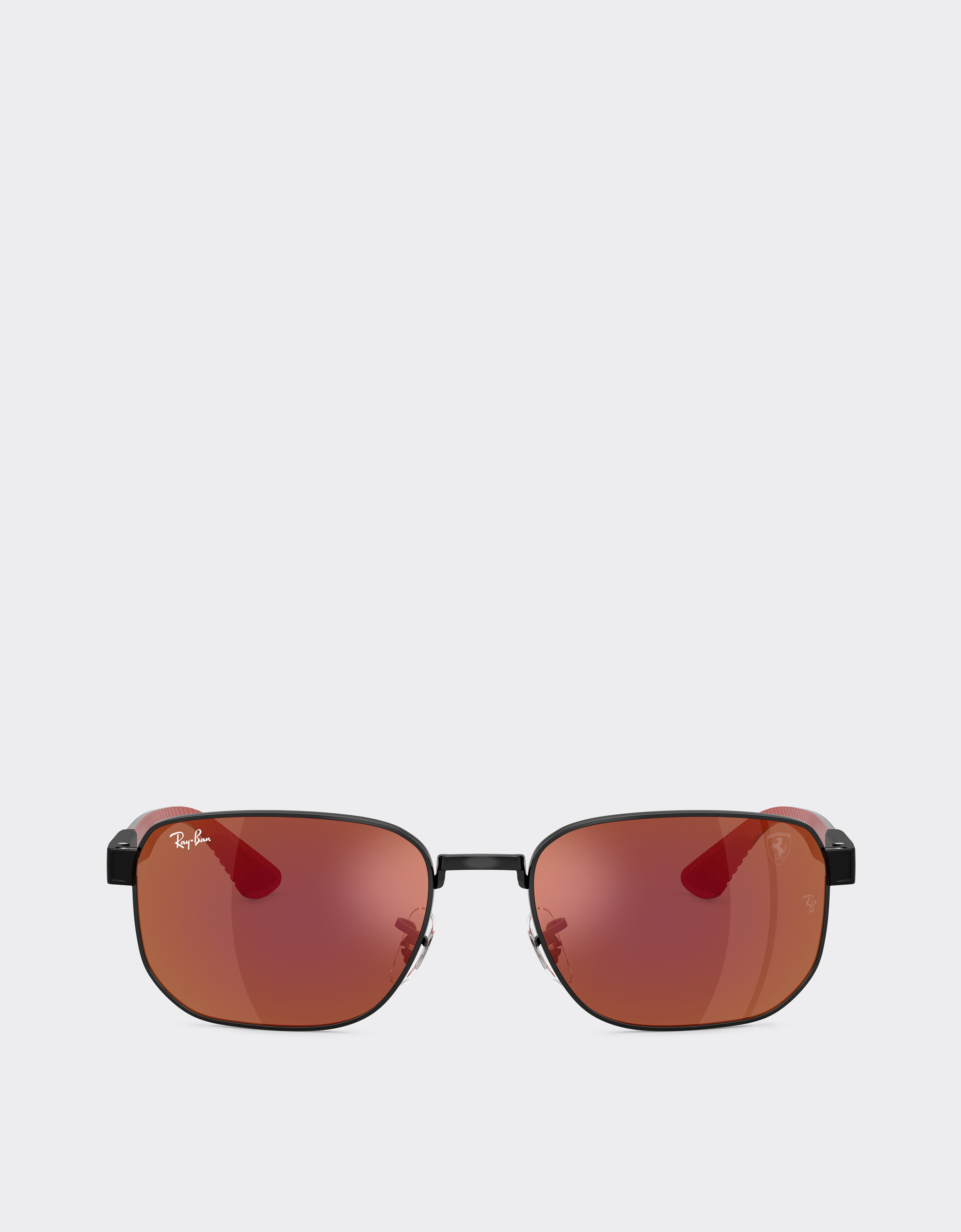 Ferrari Unisex Nero Ray-Ban For Scuderia Rb8329m In Black Metal With Dark Red Mirrored Brown Lenses - Sunglasses Os