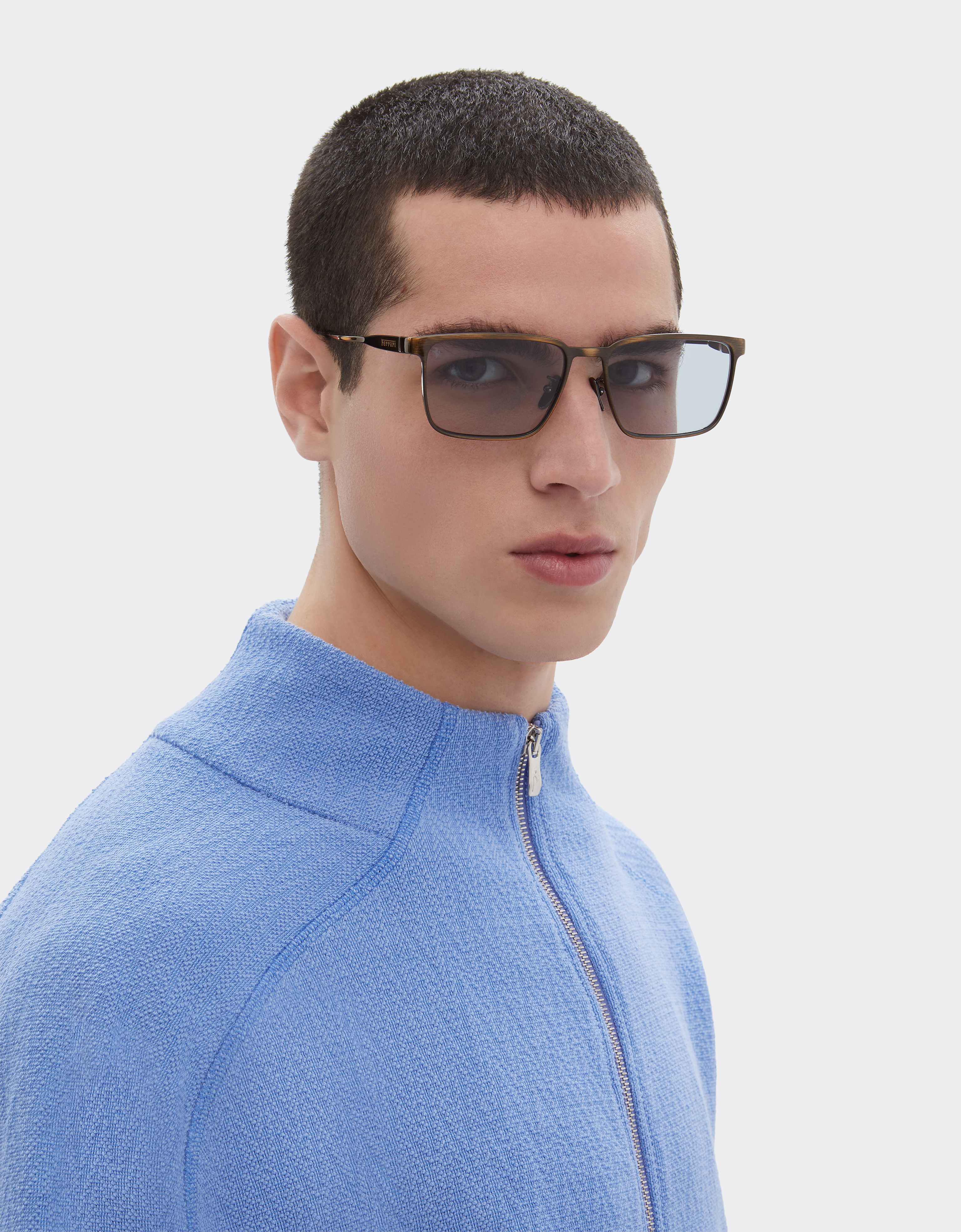  Ferrari Ferrari-sonnenbrille Aus  Gebürstetem Grauem/braunemmetall  Mit Hellgrauen Kristallgläsern - Male Sonnenbrillen Grey Os 