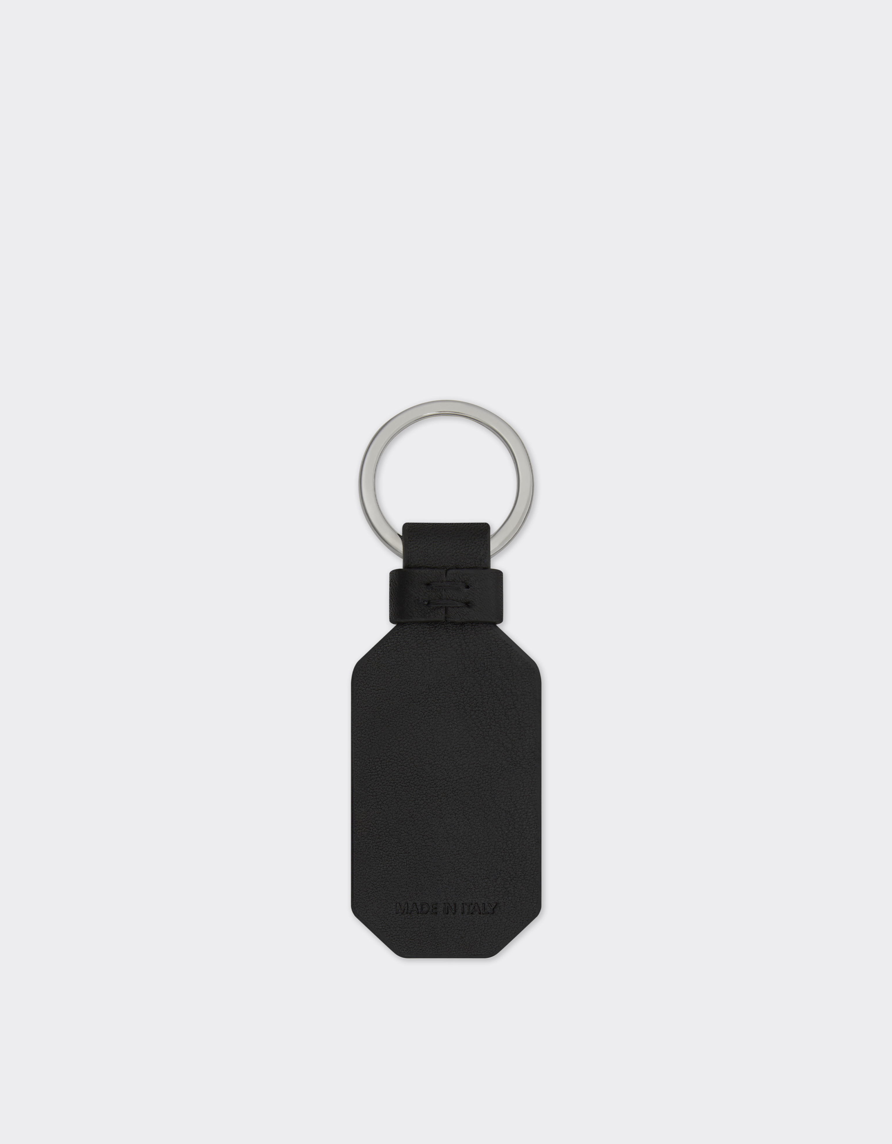 Ferrari Leather Keyring With Prancing Horse In Black