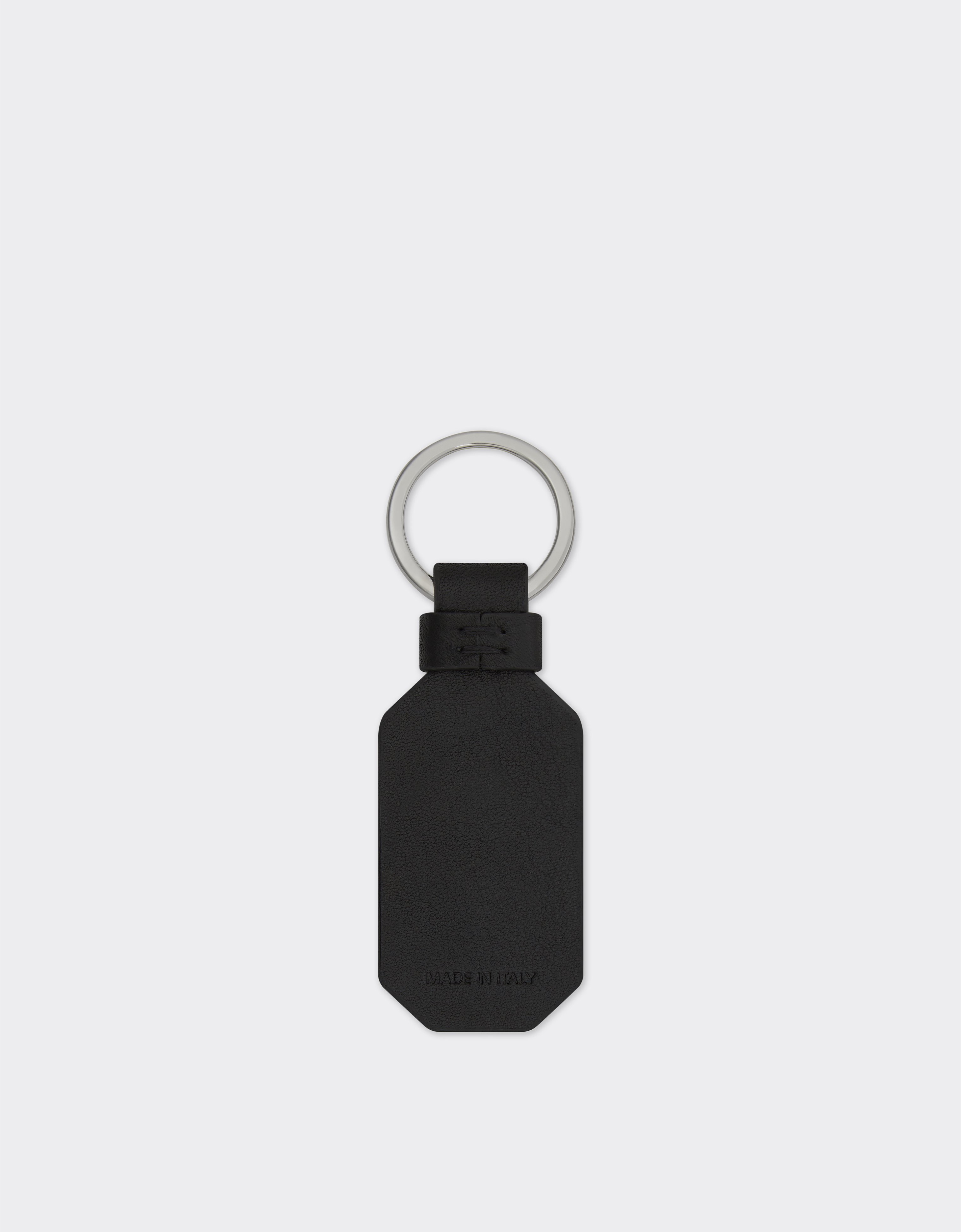 Ferrari Leather Keyring With Prancing Horse In Black