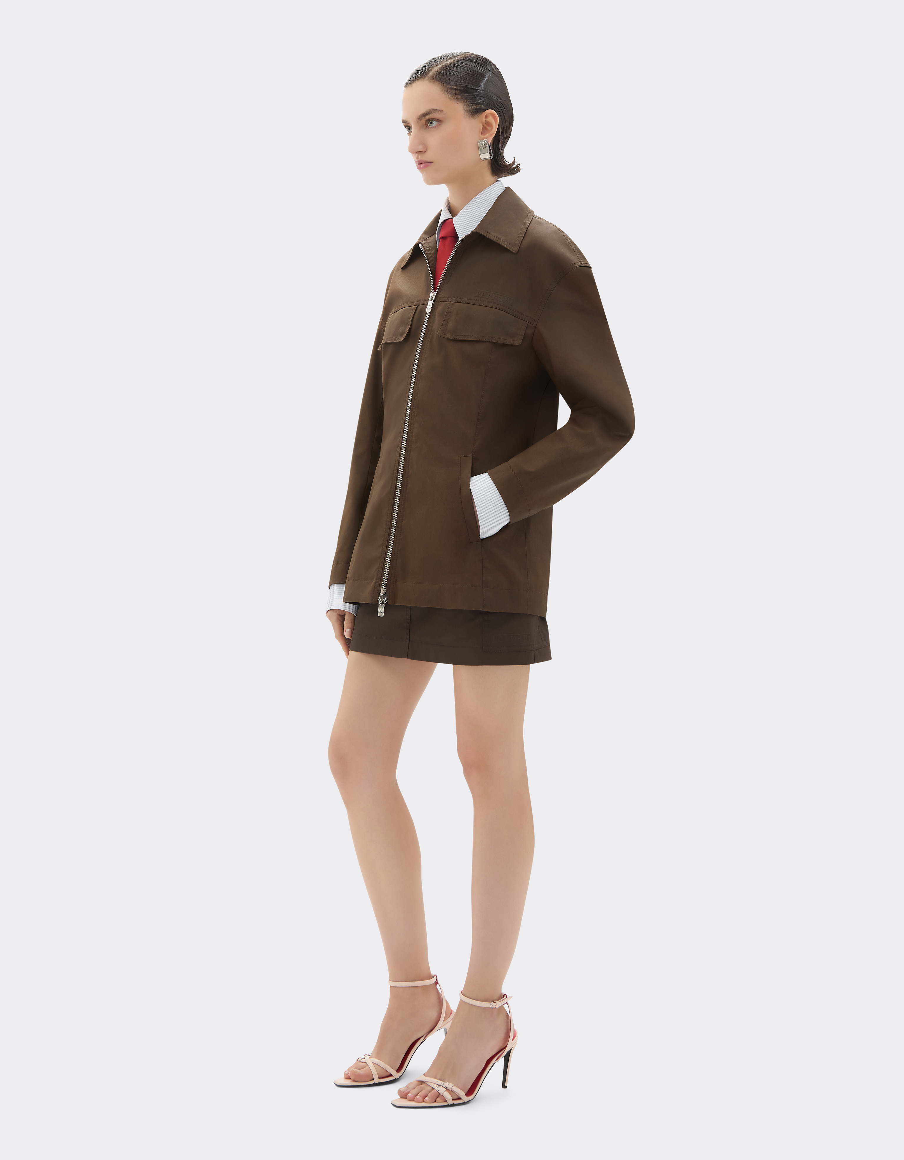 Ferrari Technical Gabardine Jacket With A Vintage Effect In Green