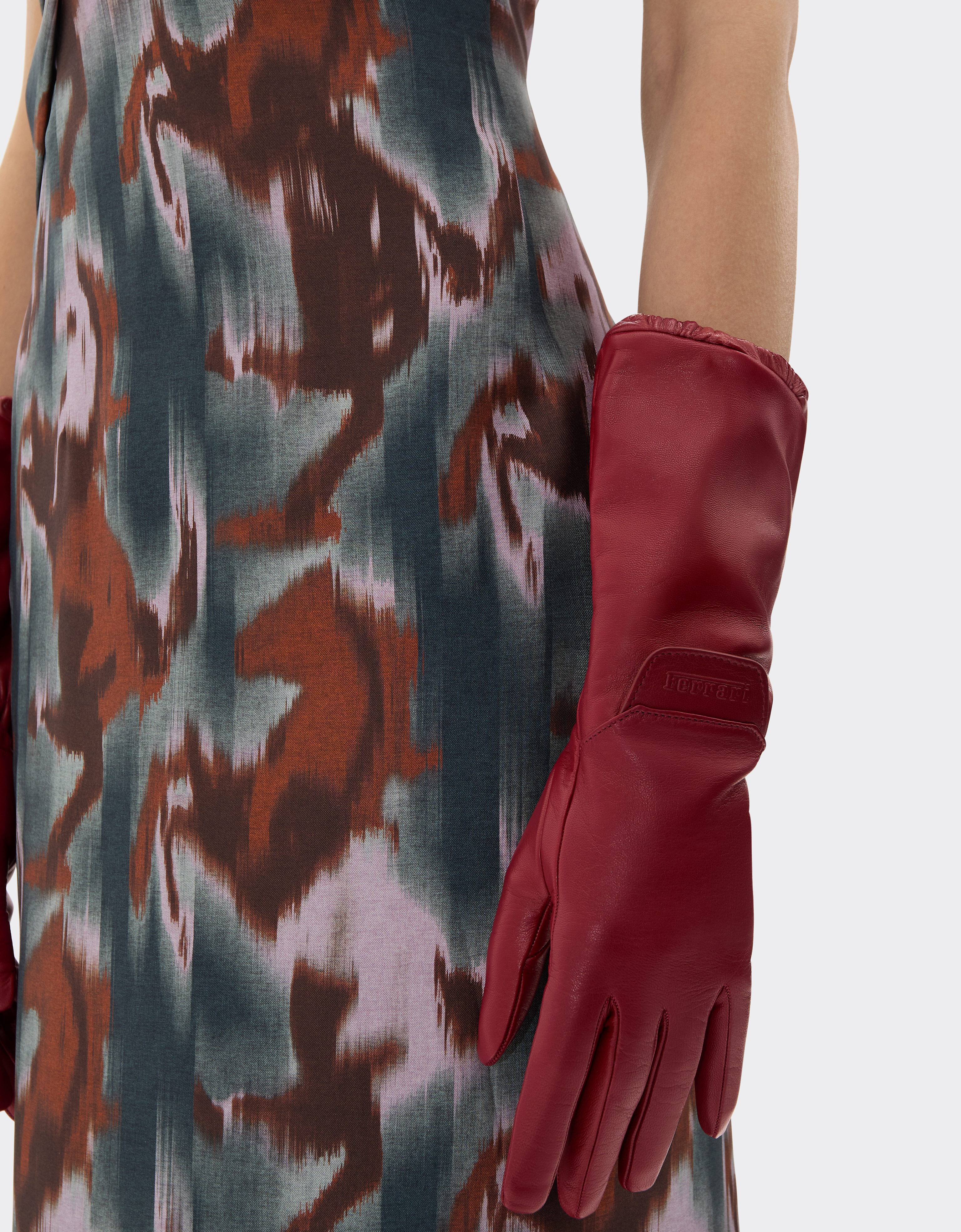 Ferrari Long Nappa Leather Driving Gloves In Red