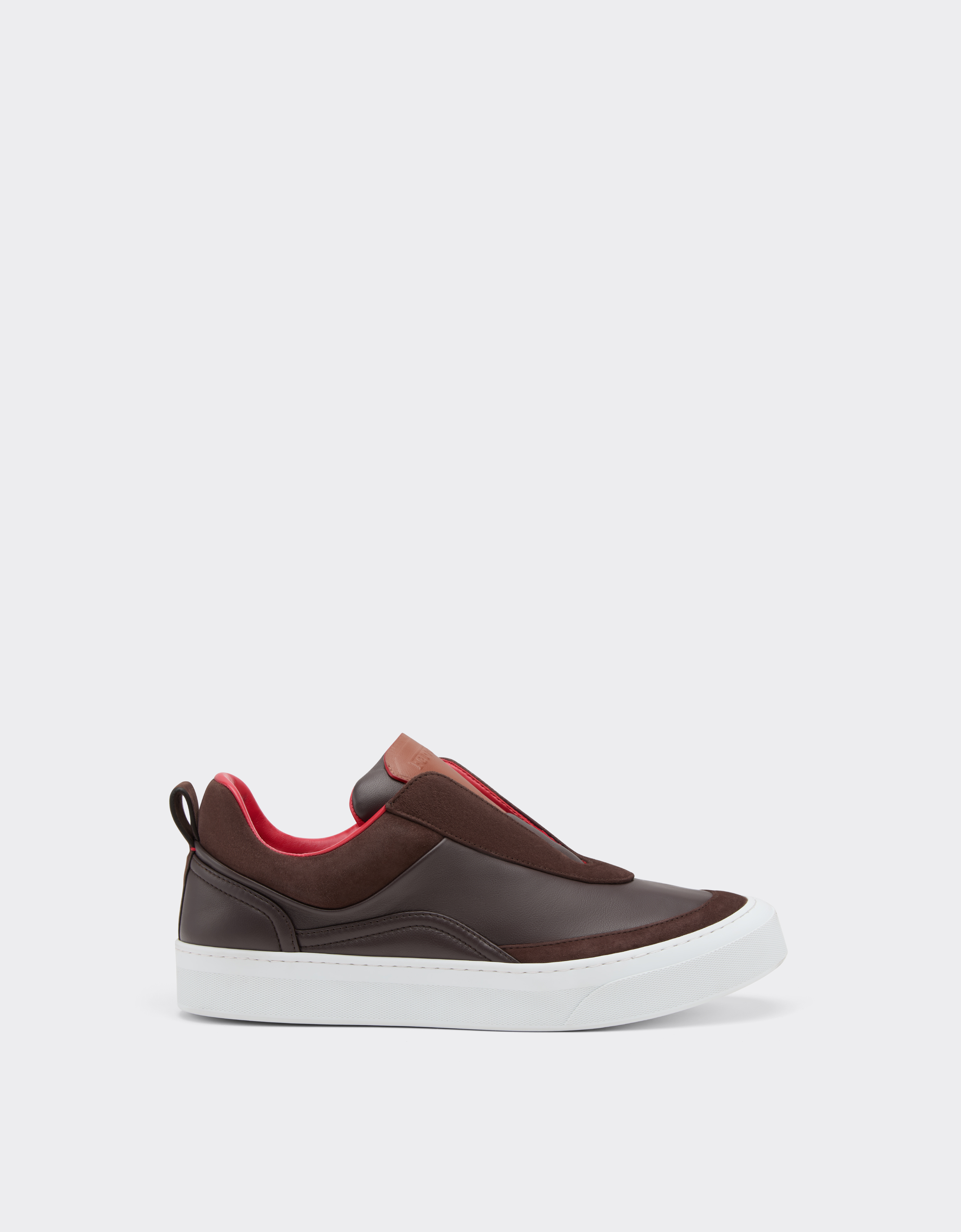 Ferrari Men's Espresso Nappa Leather And Suede Slip-On Sneaker - Sneakers 42