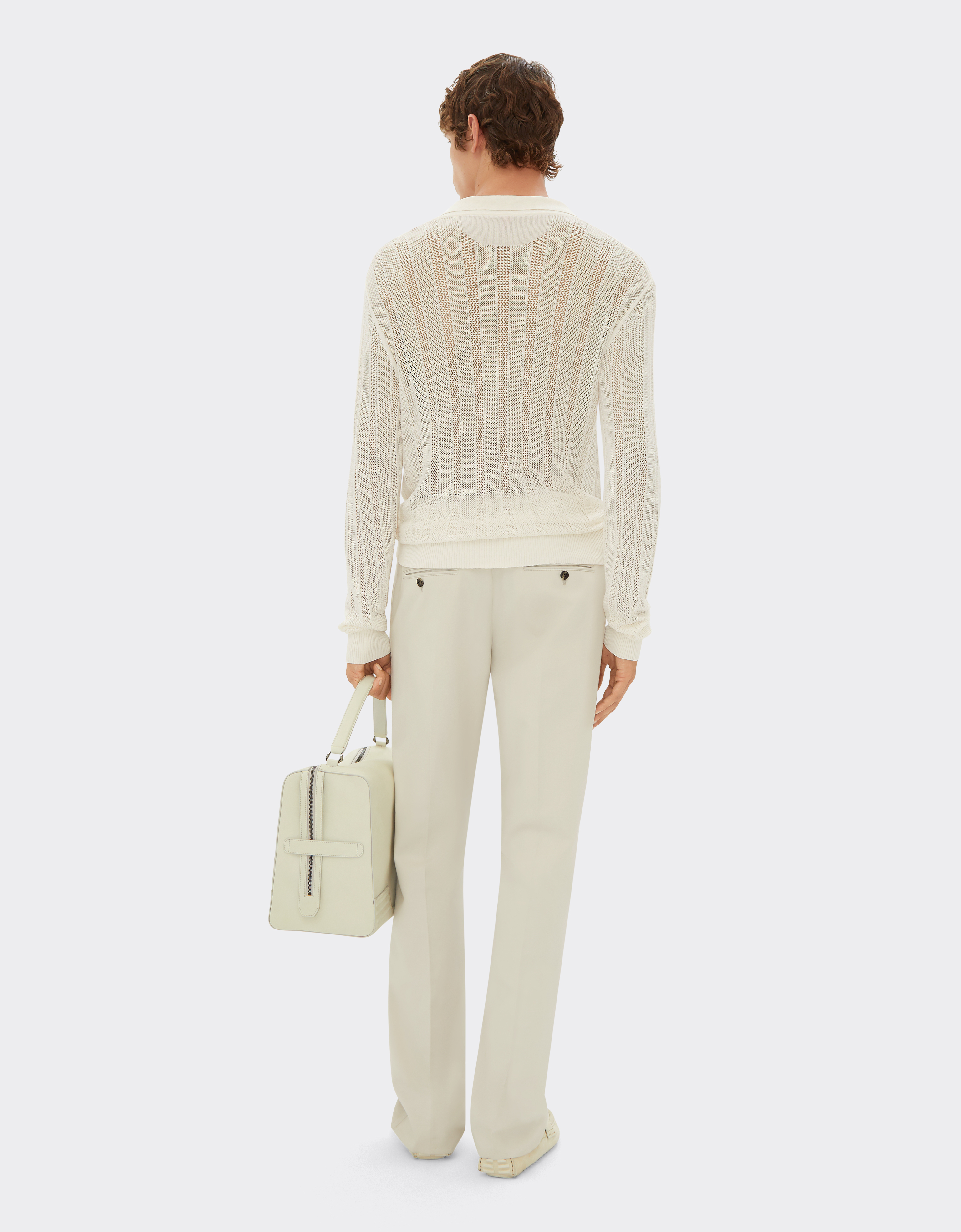 Ferrari Chinos In Cotton Gabardine In Ecru