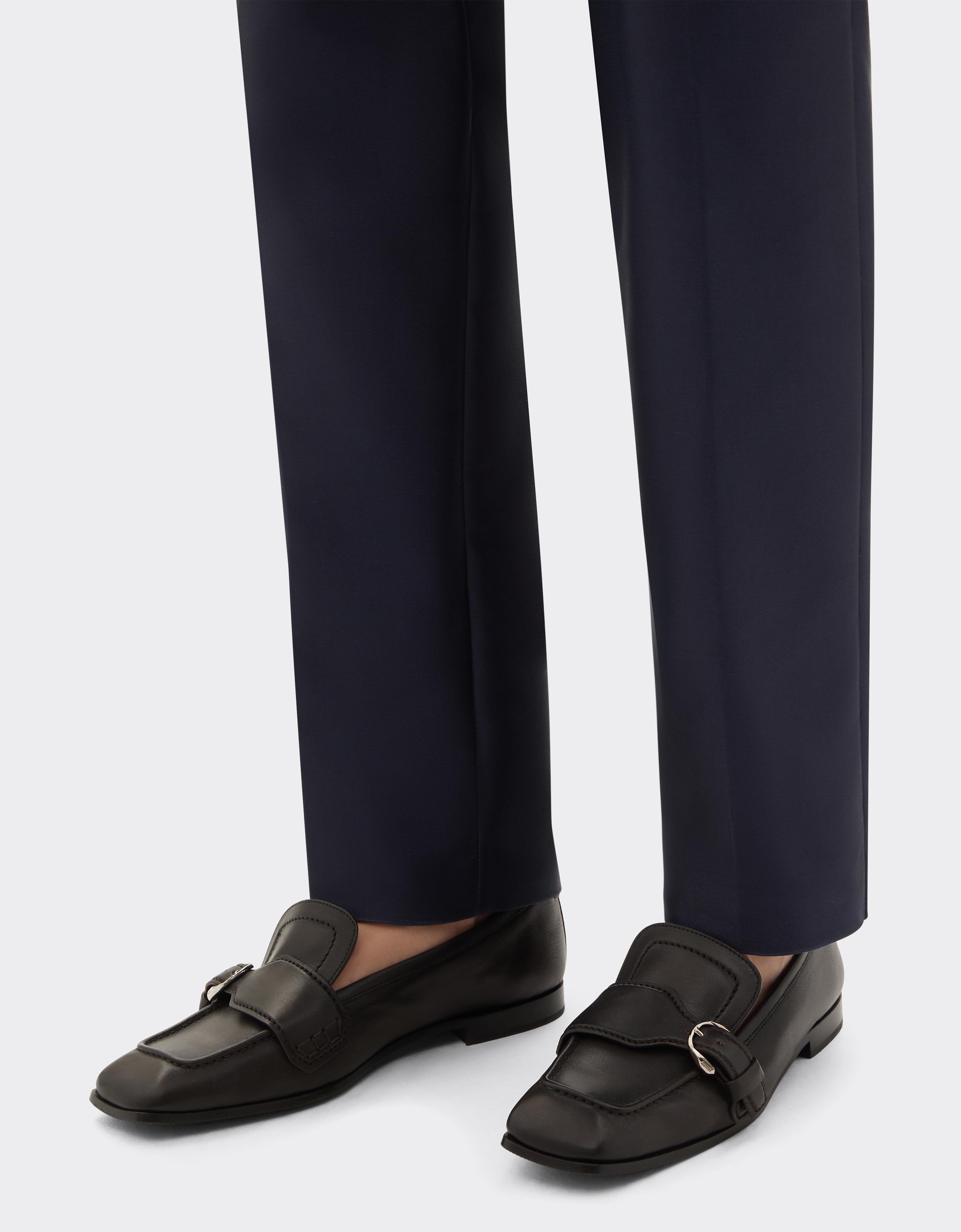 Ferrari Buffered Leather Loafers In Brown