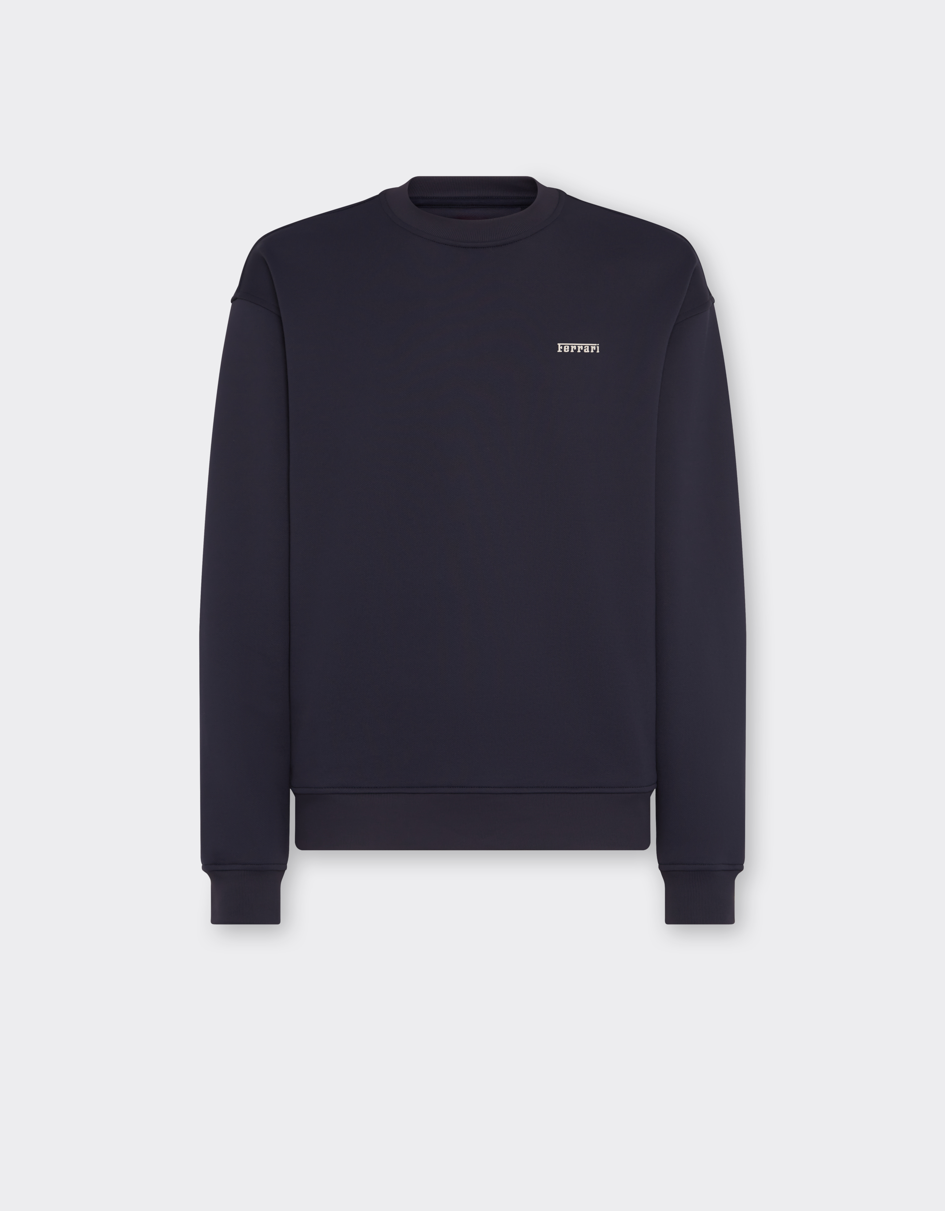 Ferrari Sweatshirt In Technical Fabric With  Logo In Navy