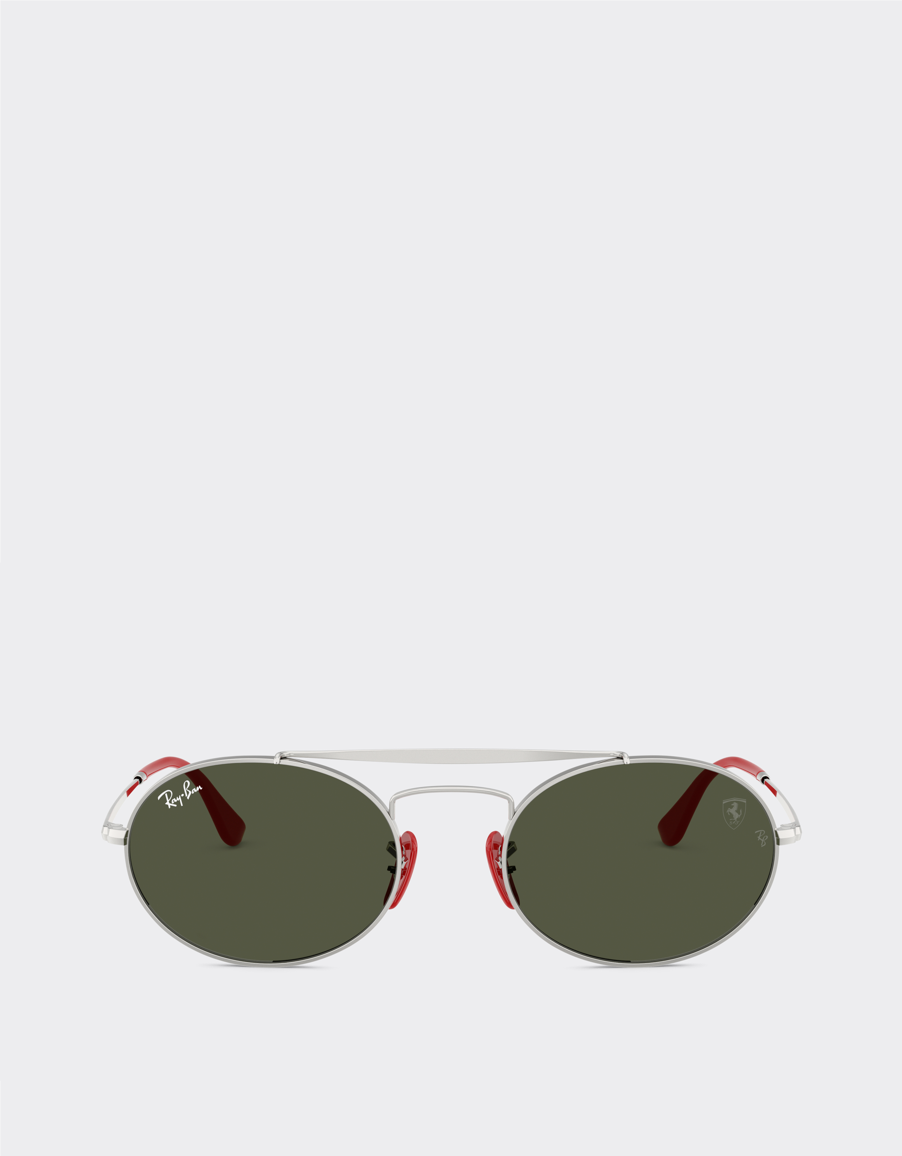 Ferrari Ray-ban For Scuderia  Rb3775m In Silver And Red Metal With Green Lenses