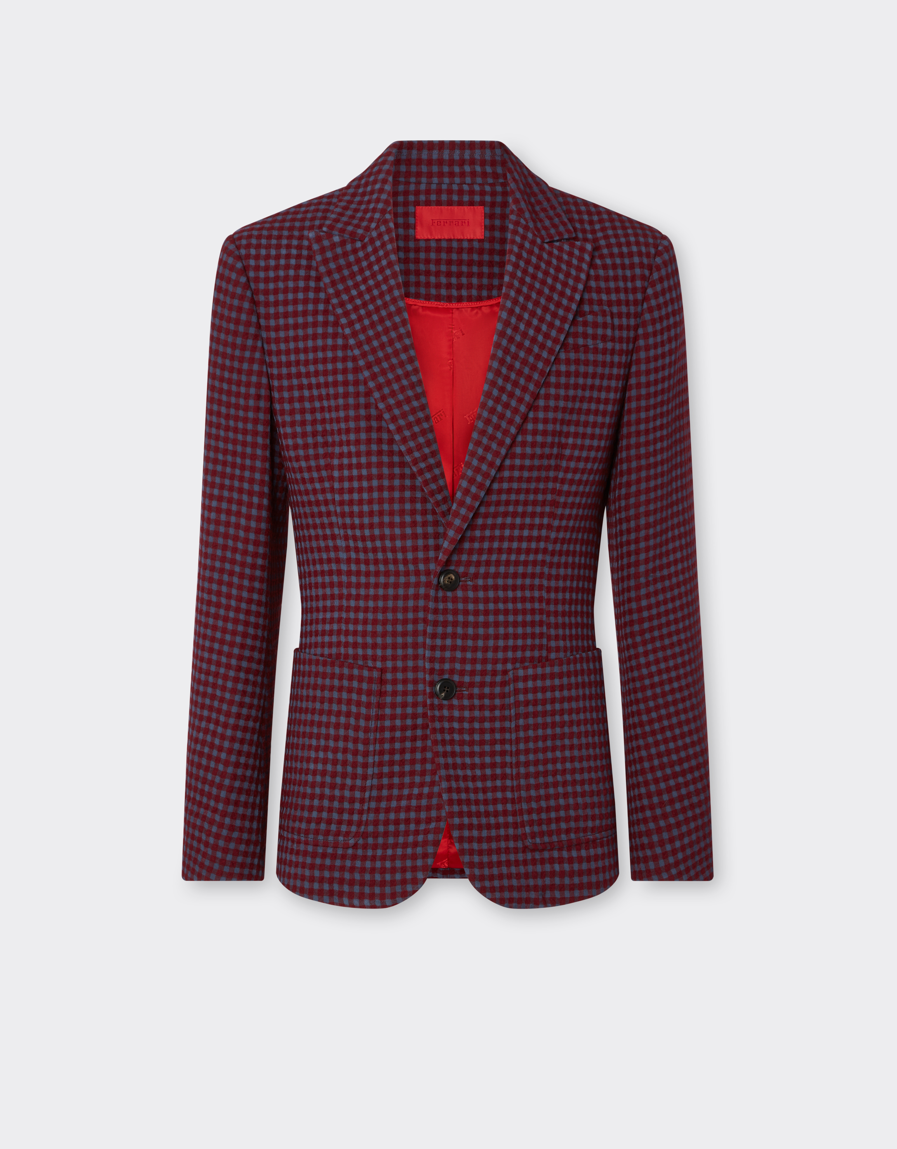 Ferrari Wool And Viscose Blazer With Vichy Pattern In Red