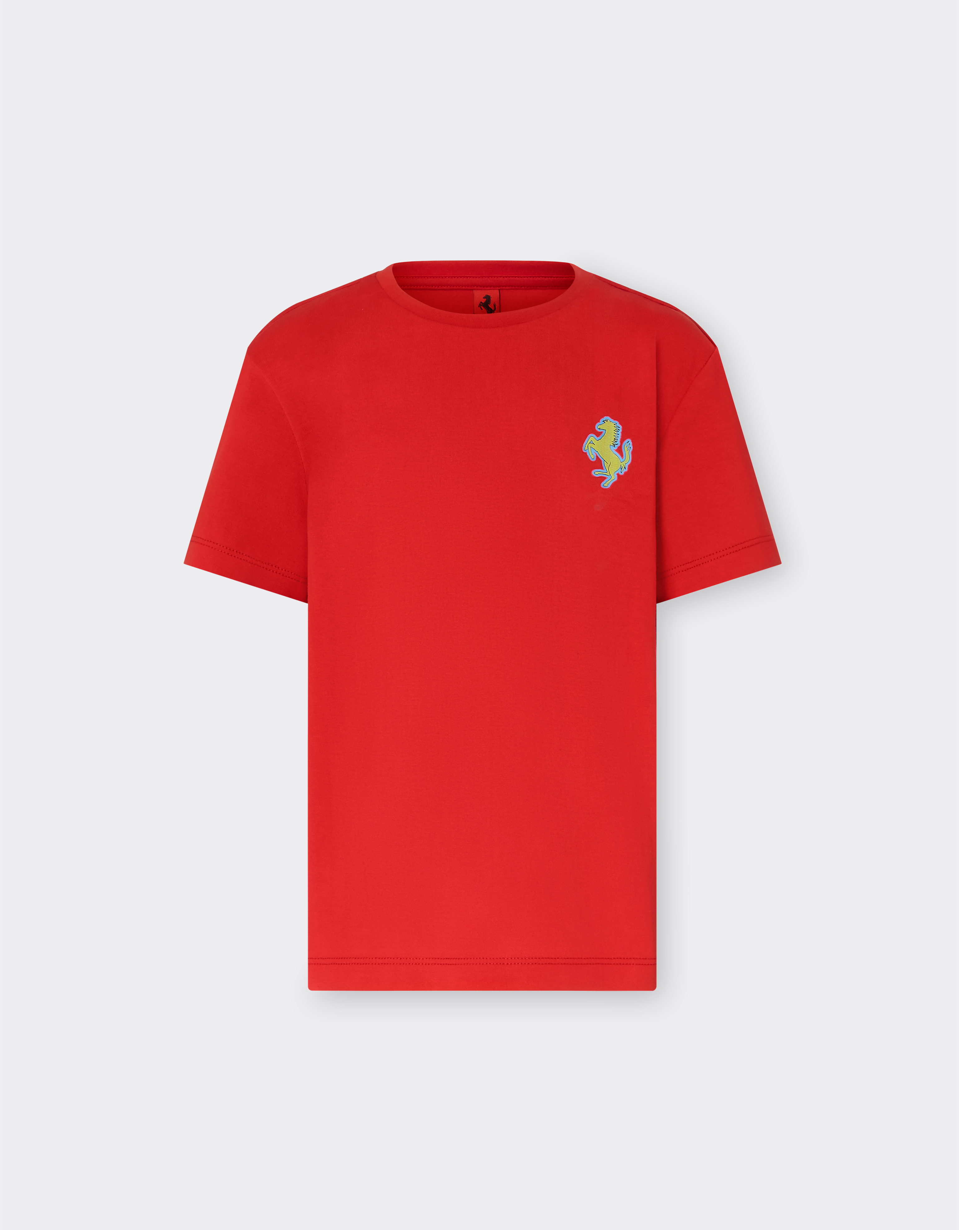 Ferrari T-shirt With Prancing Horse Patch In Rosso Corsa