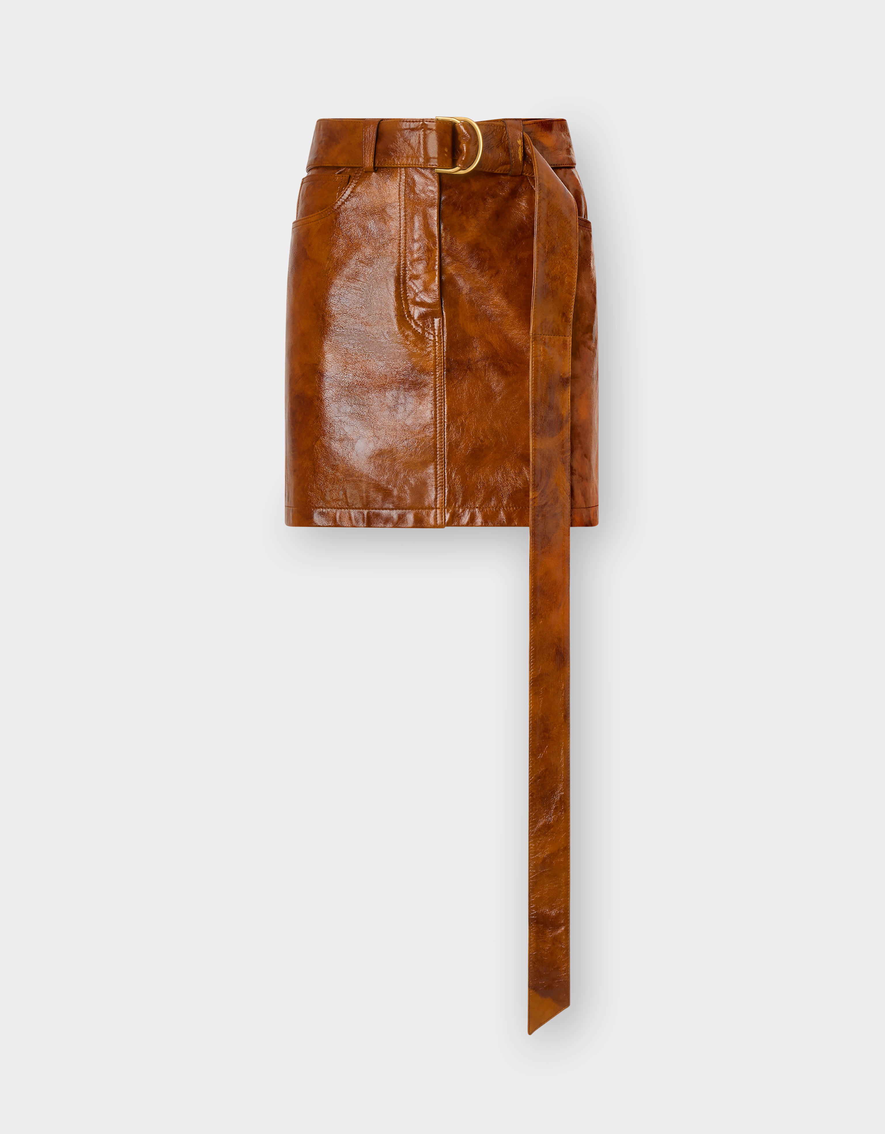 Ferrari Miniskirt In Radica Leather In Hide