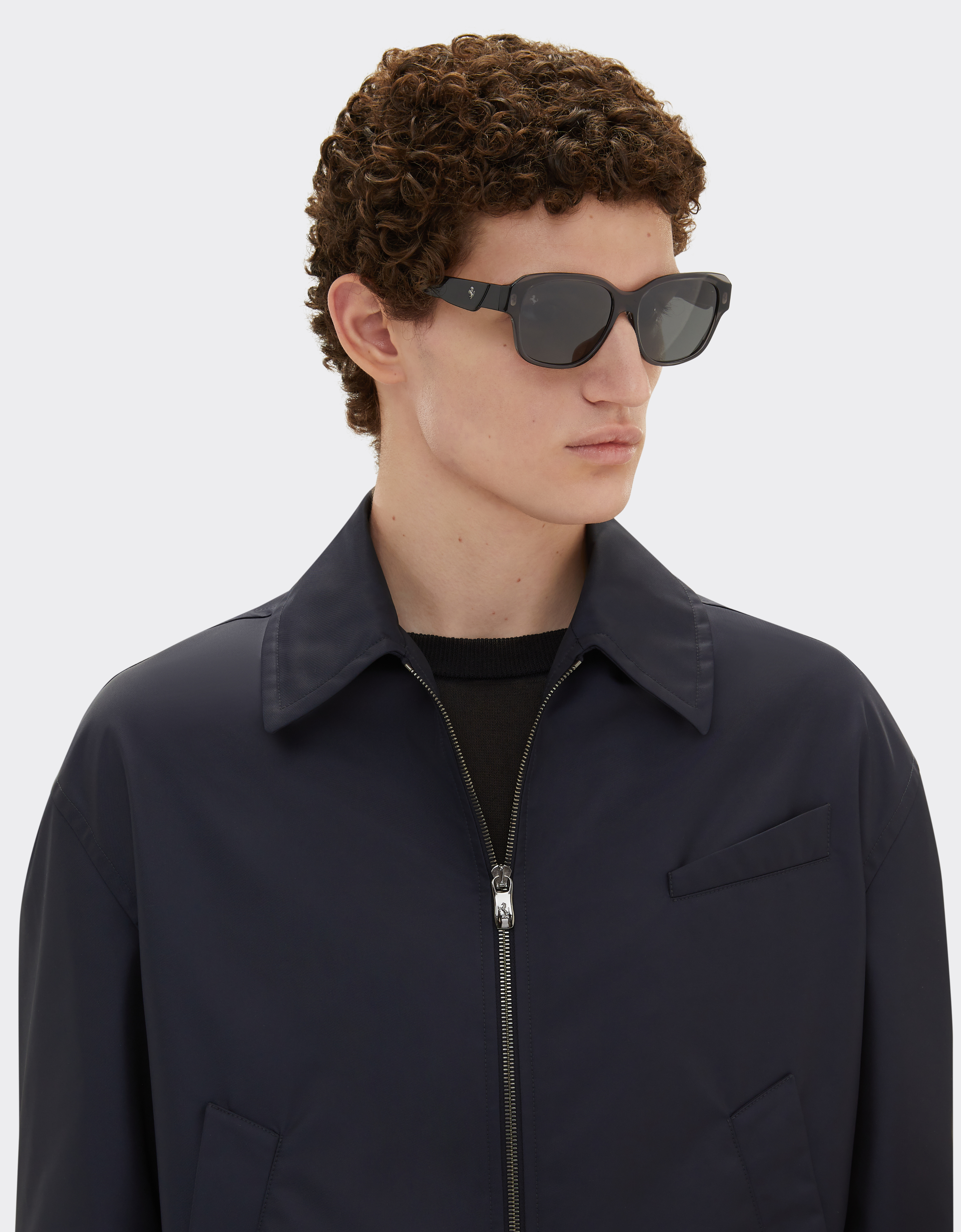 Ferrari Sunglasses In Transparent Black Acetate With Polarised Black Lenses In Black