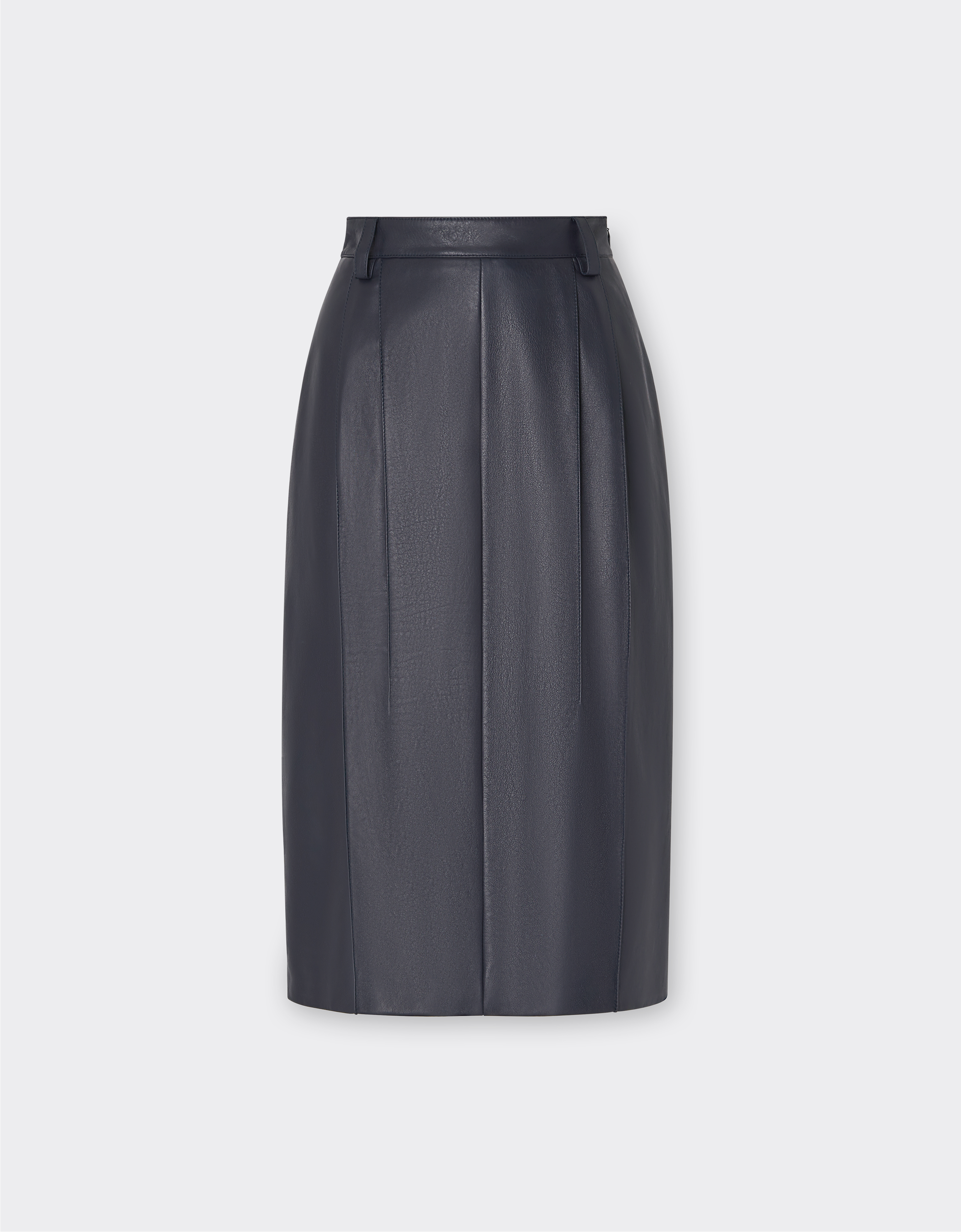 Ferrari Midi Skirt In Nappa Leather In Navy