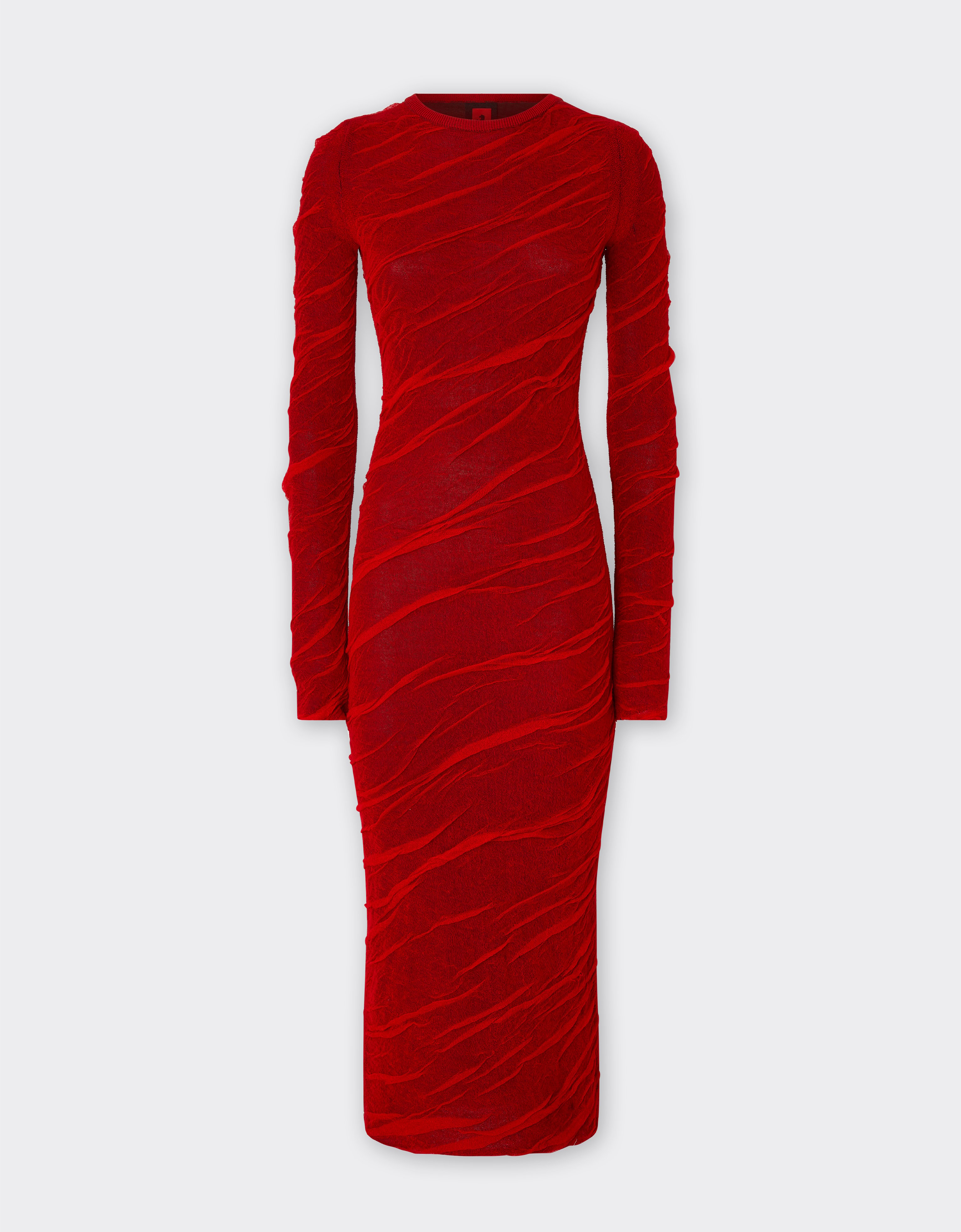 Ferrari Wool And Cotton Knit Dress In Rosso Dino