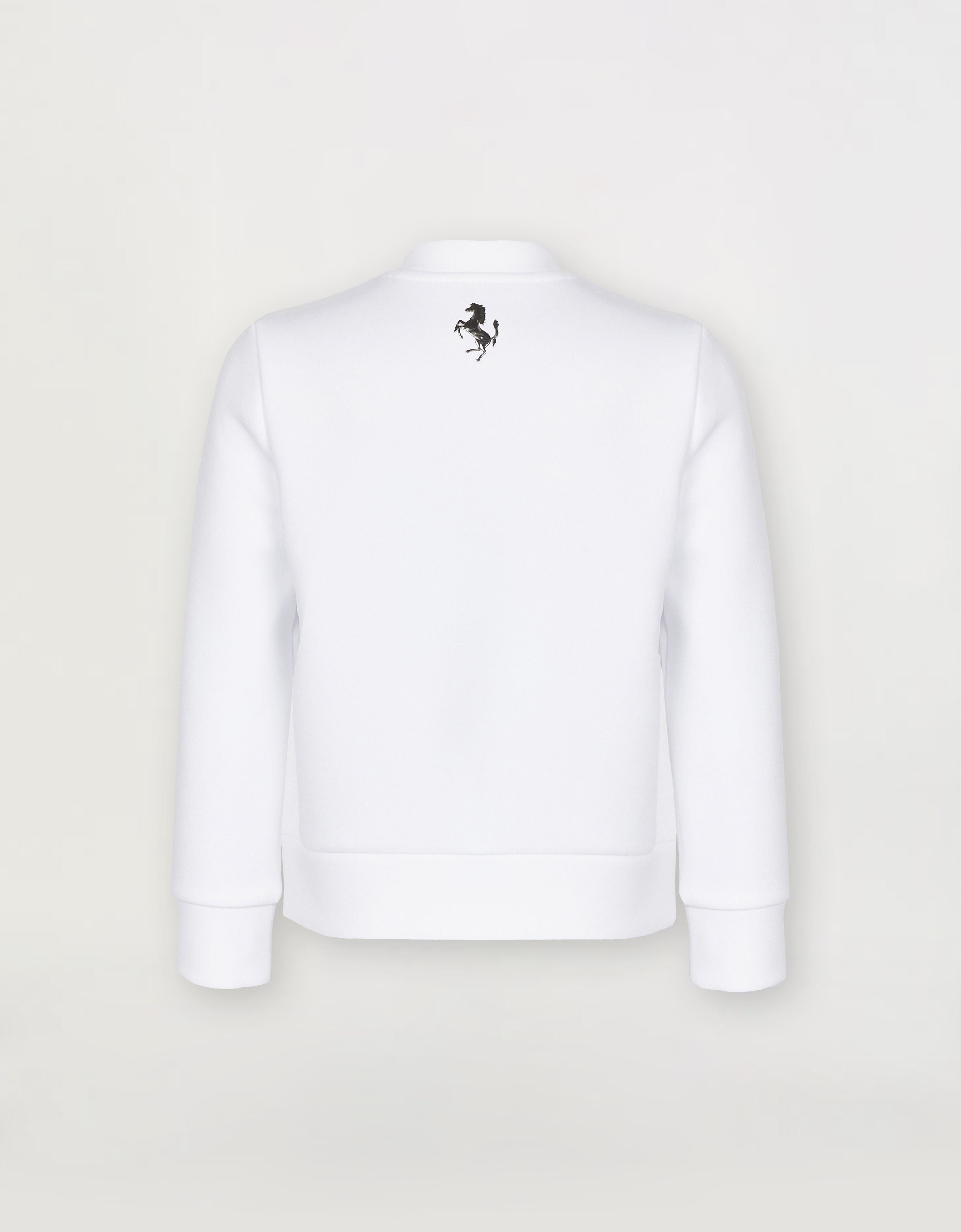 Ferrari Children's Sweatshirt In Recycled Scuba Fabric With Large Logo In Optical White