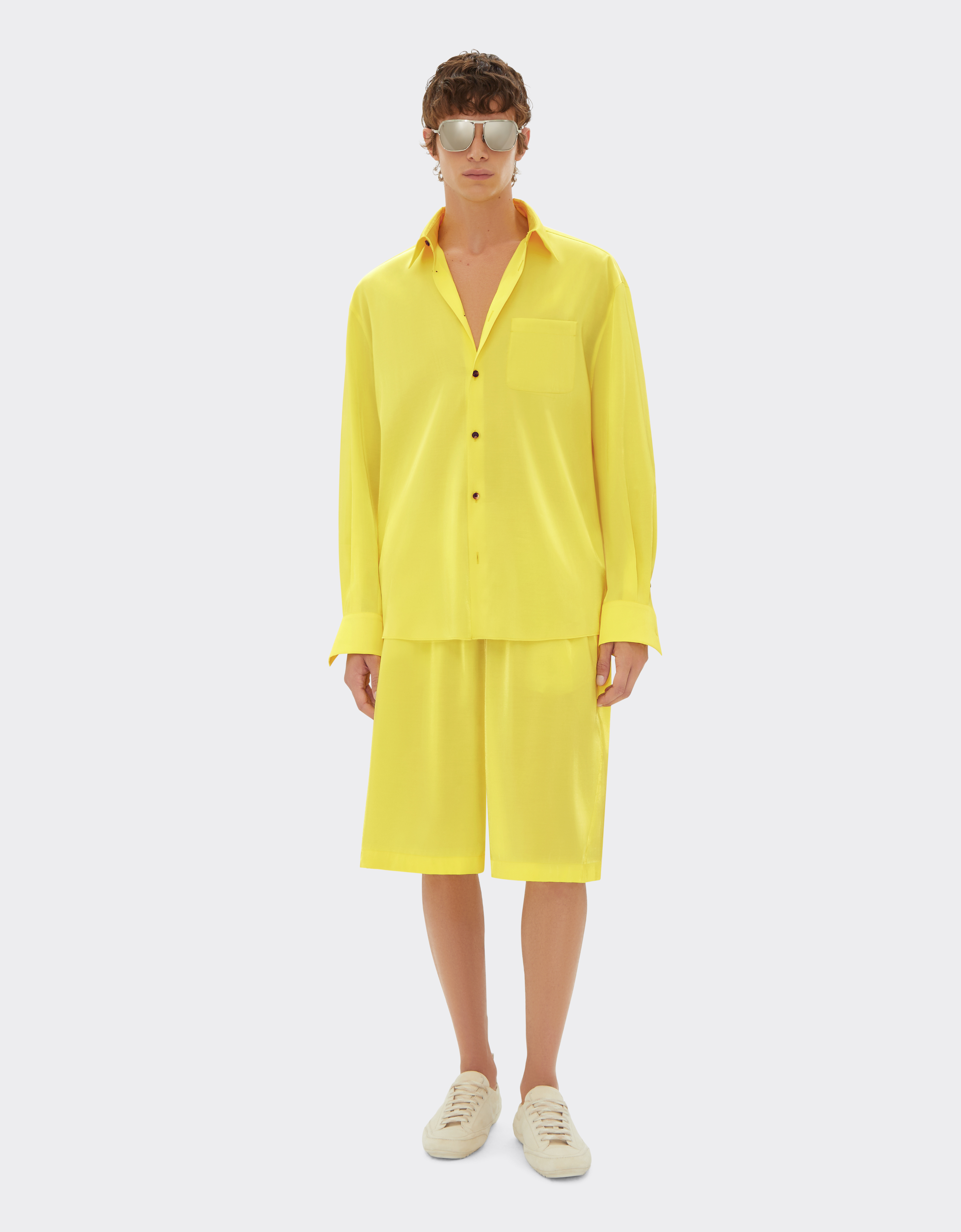 Ferrari Short Trousers In Shiny Viscose In Giallo Modena