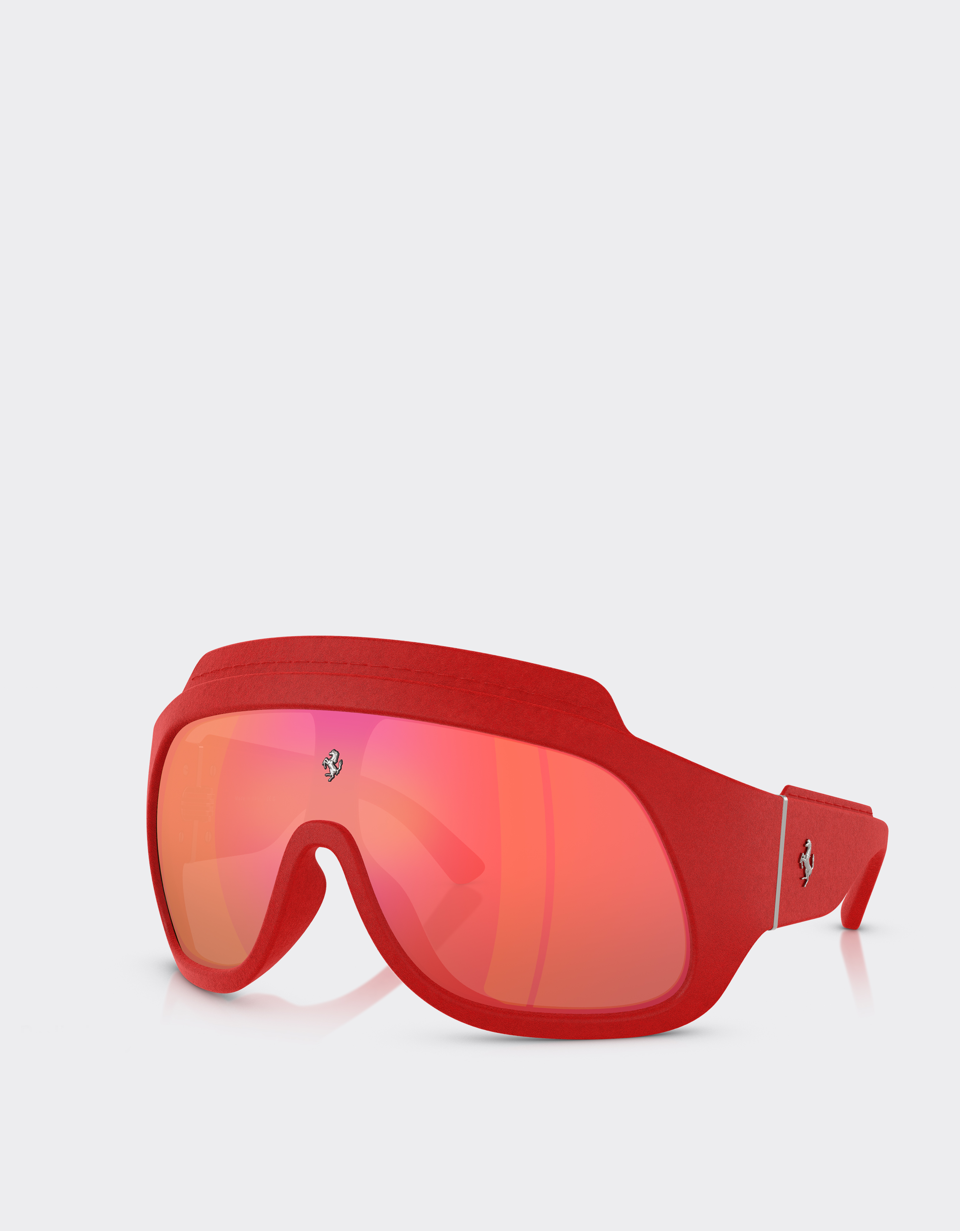 Ferrari Red  Limited Edition Shield Sunglasses In Injected Material And Leather With Red Mirr In Red