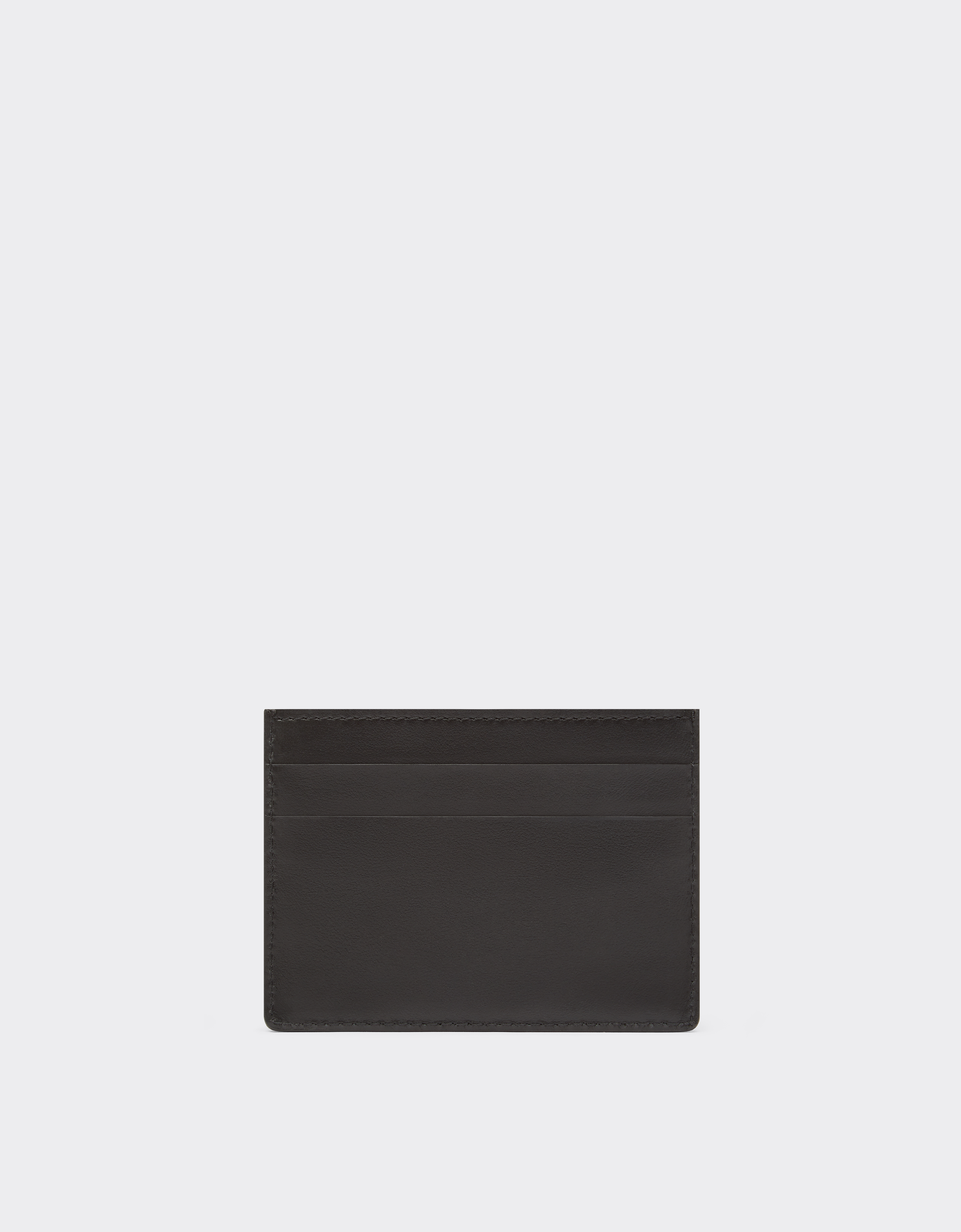 Ferrari Card Holder In Metallic Leather In Black