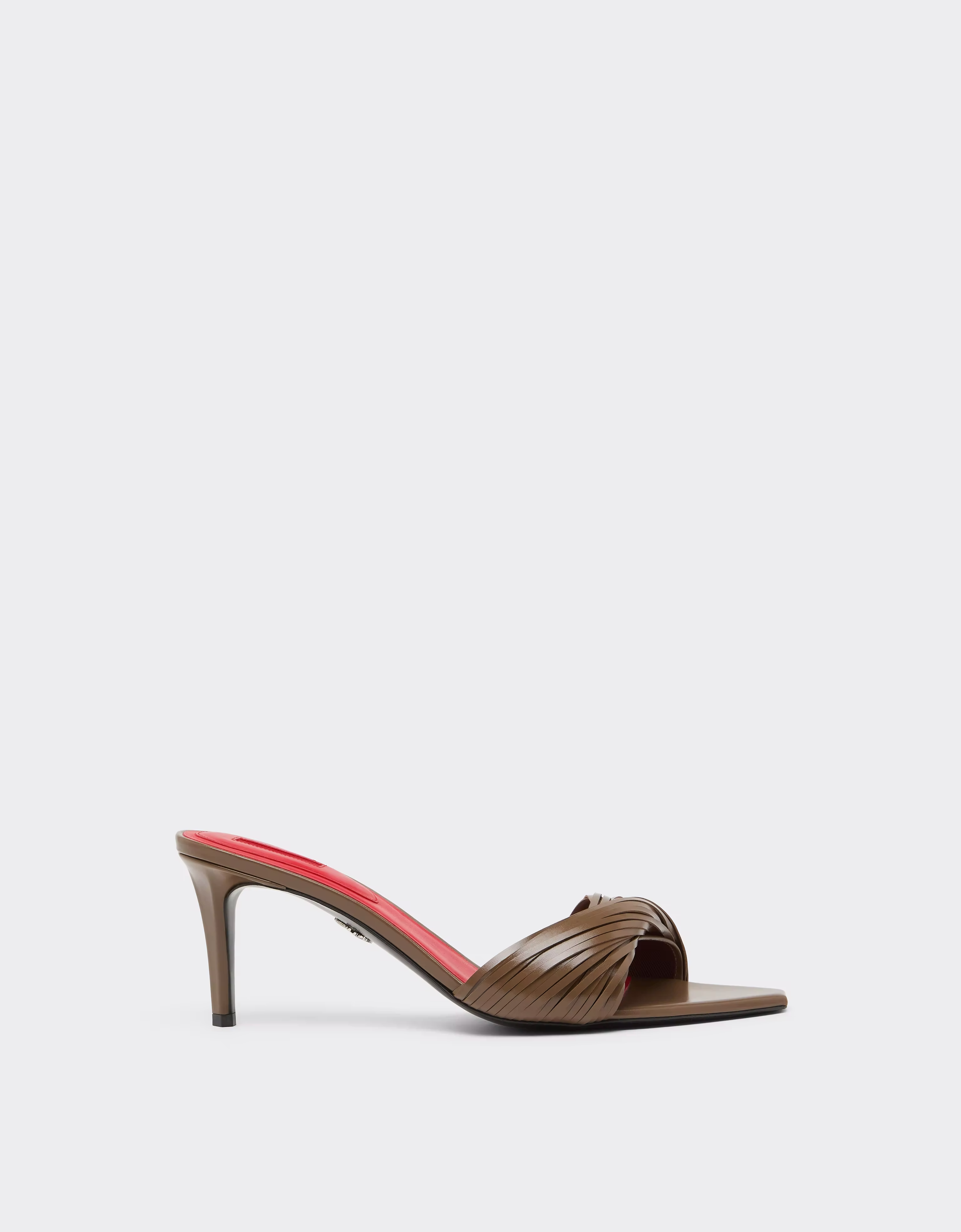 Ferrari Leather Mules With Carved Fringes In Brown