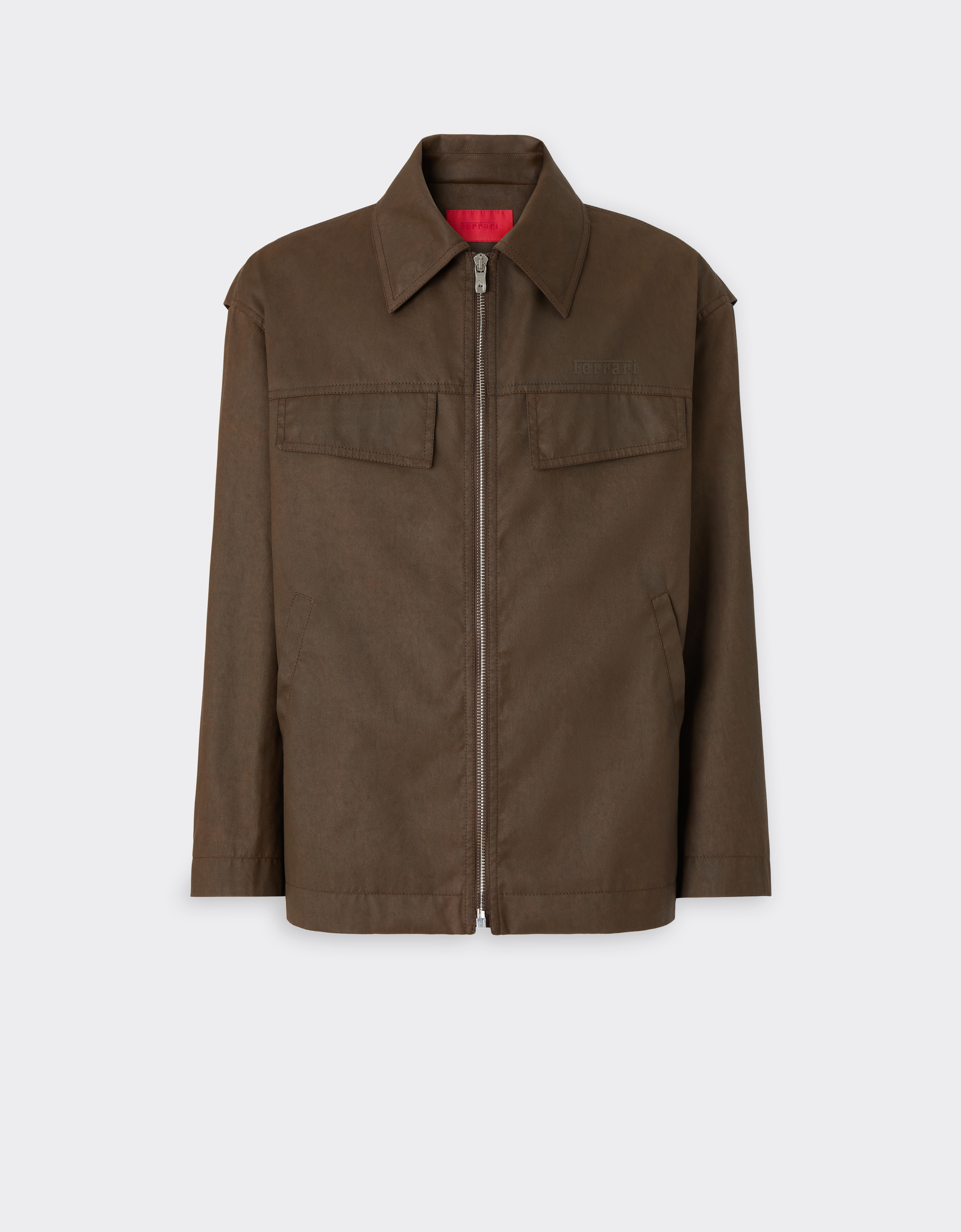 Technical gabardine jacket with a vintage effect in Khaki Green