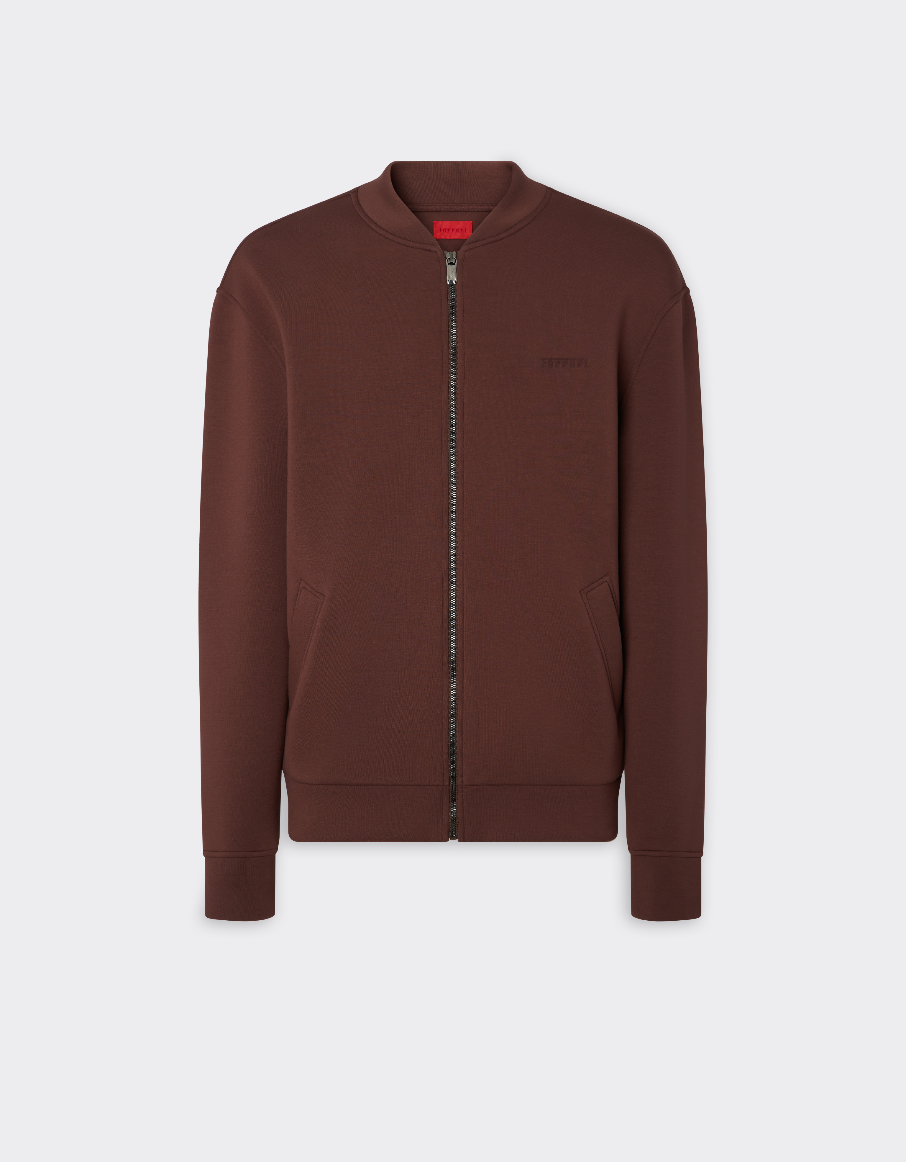 Ferrari Men's Espresso Bomber Sweatshirt In Scuba Fabric - Sweaters & Knitwear 3XL