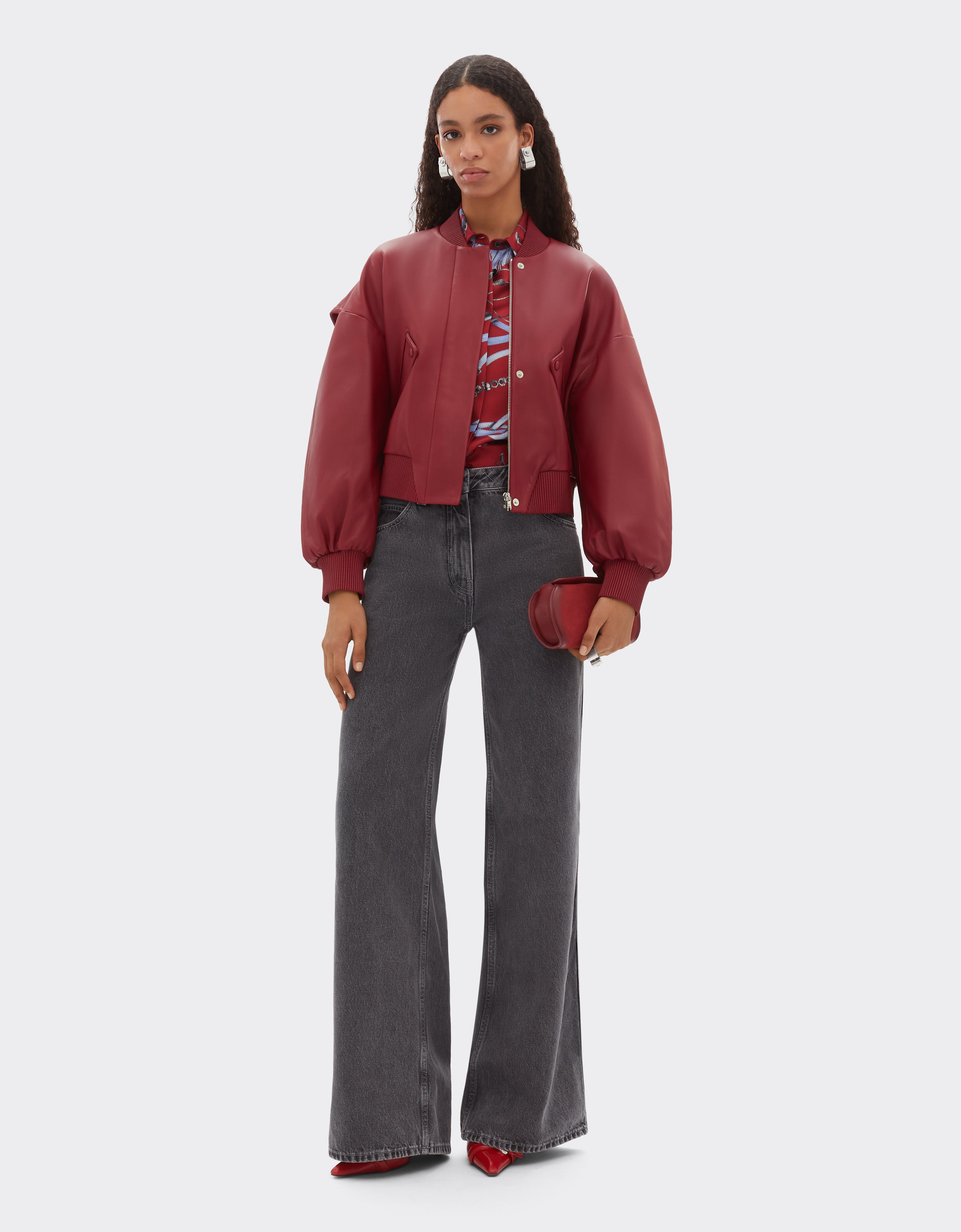  Ferrari Rubberized Nappa Leather Bomber Jacket - Female Jackets Maison Red 42 