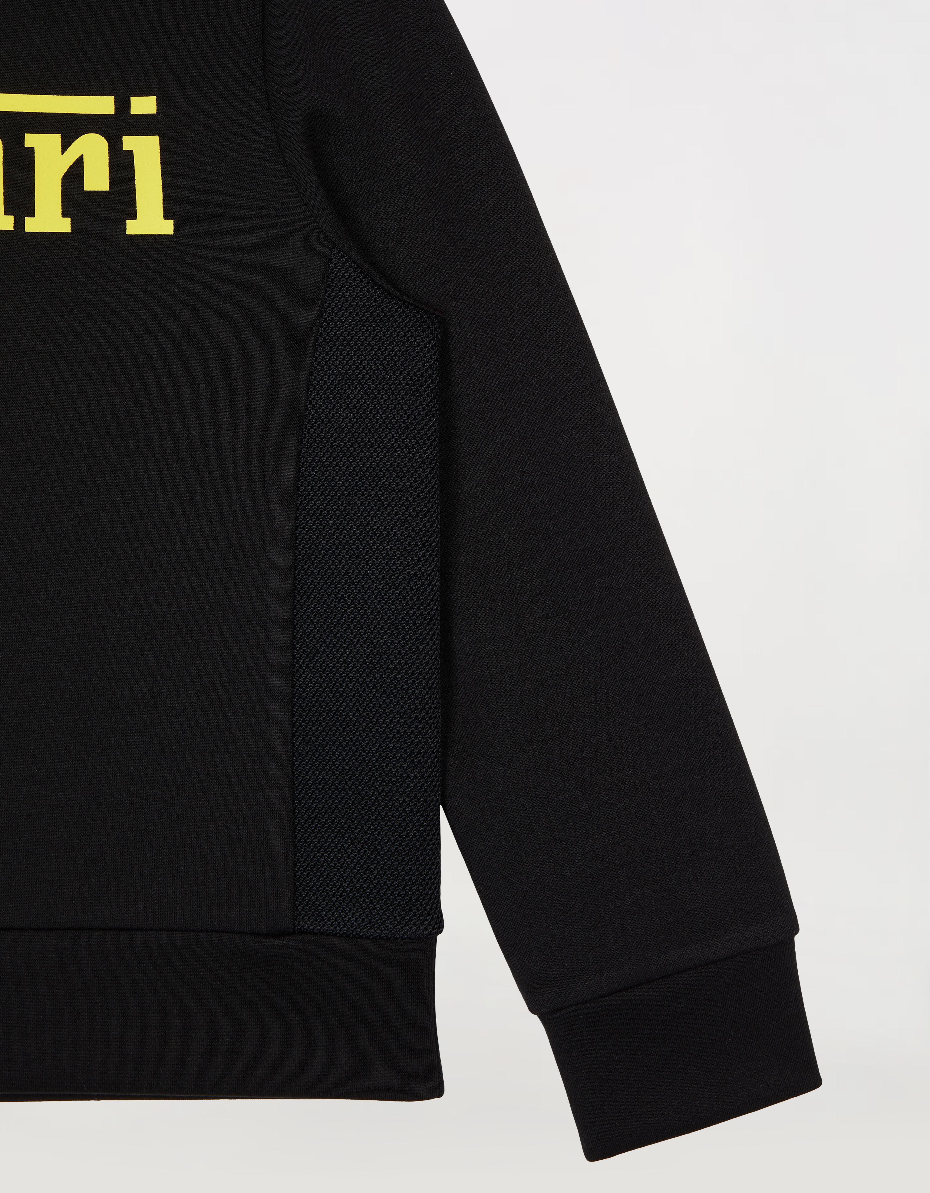 Ferrari Children's Sweatshirt In Recycled Scuba Fabric With Large Logo In Black
