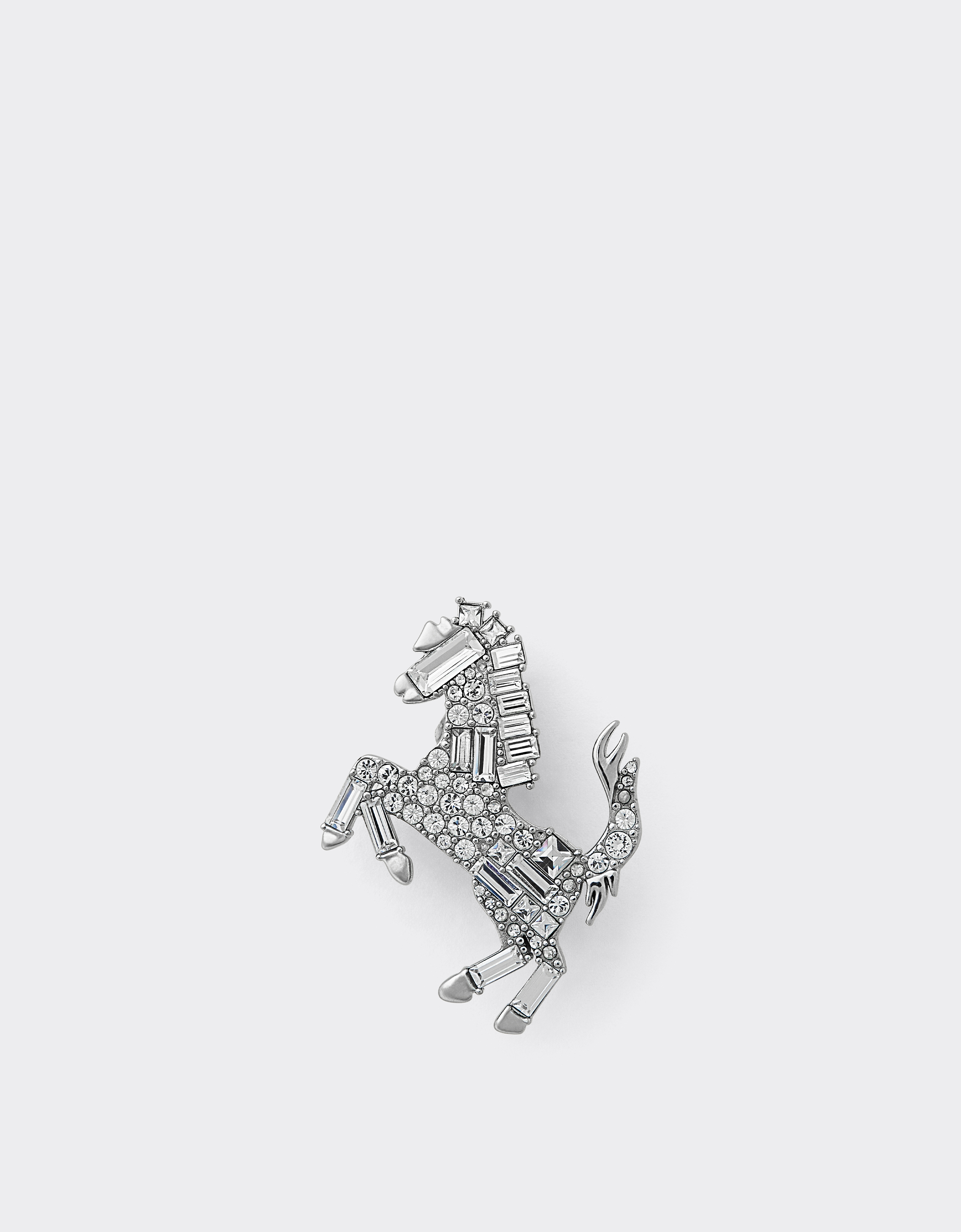 Ferrari Prancing Horse Rhinestone Brooch In Silver