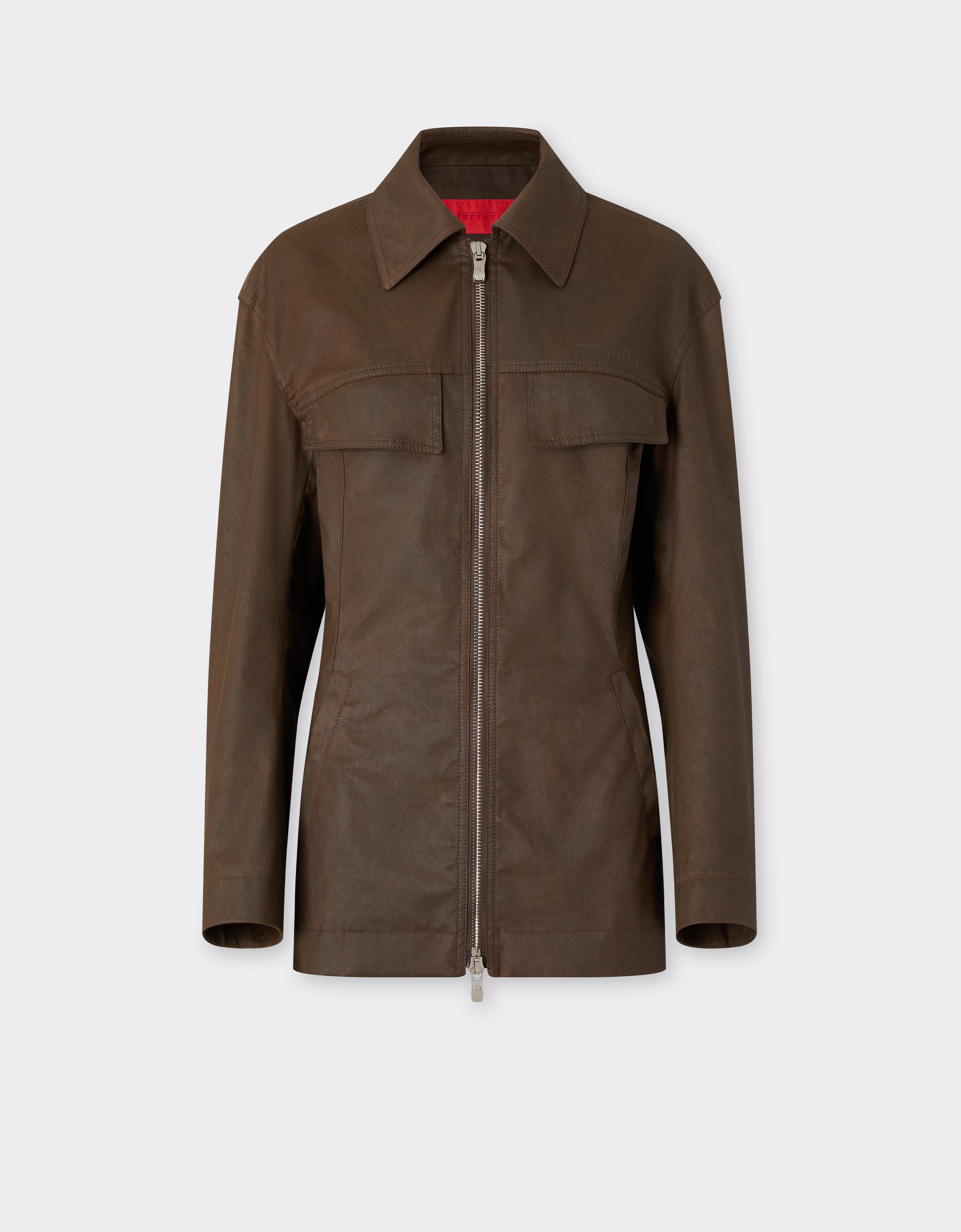 Ferrari Women's Khaki Green Technical Gabardine Jacket With A Vintage Effect - Jackets 38