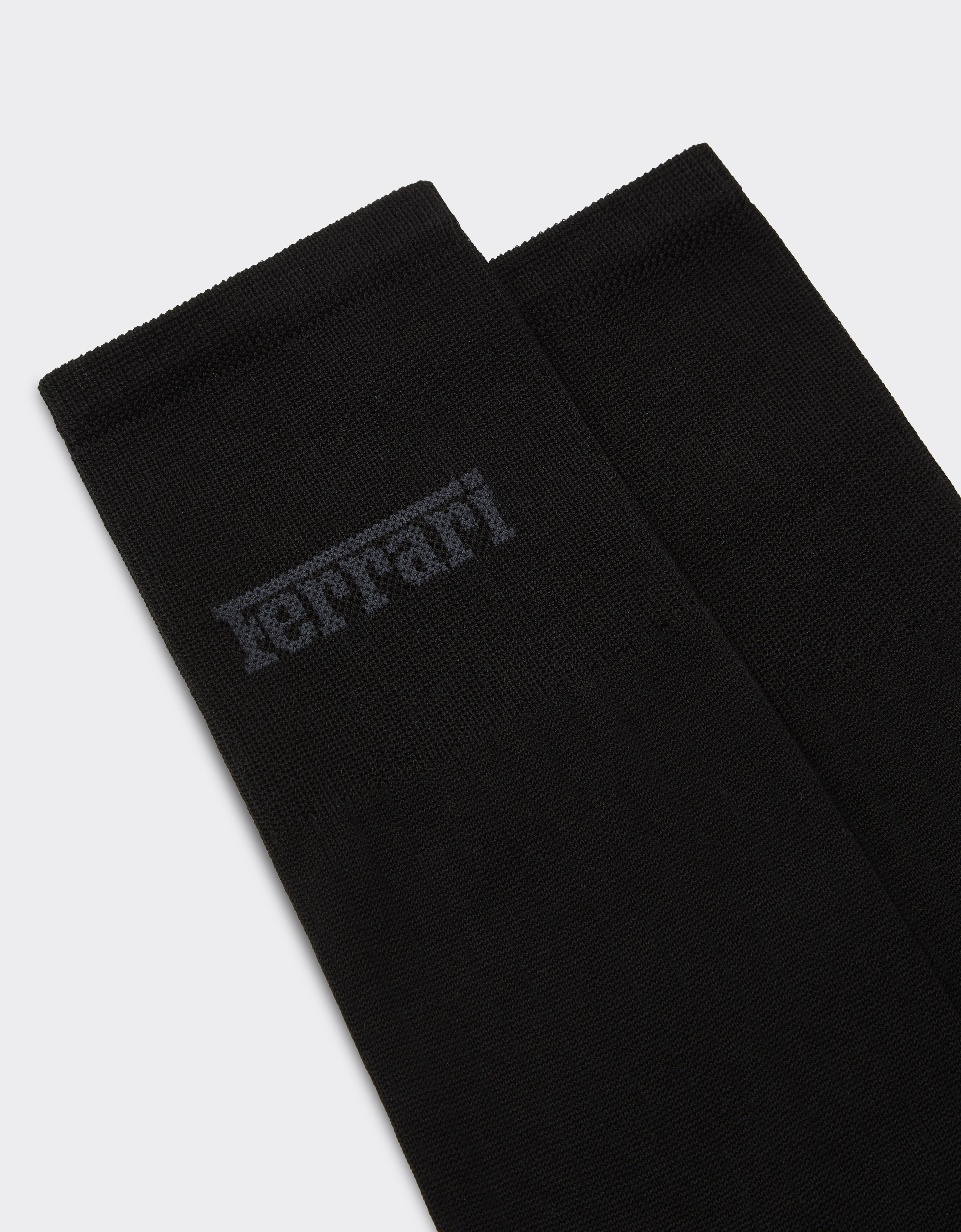 Ferrari Lisle Thread Knee-high Socks With Logo In Black