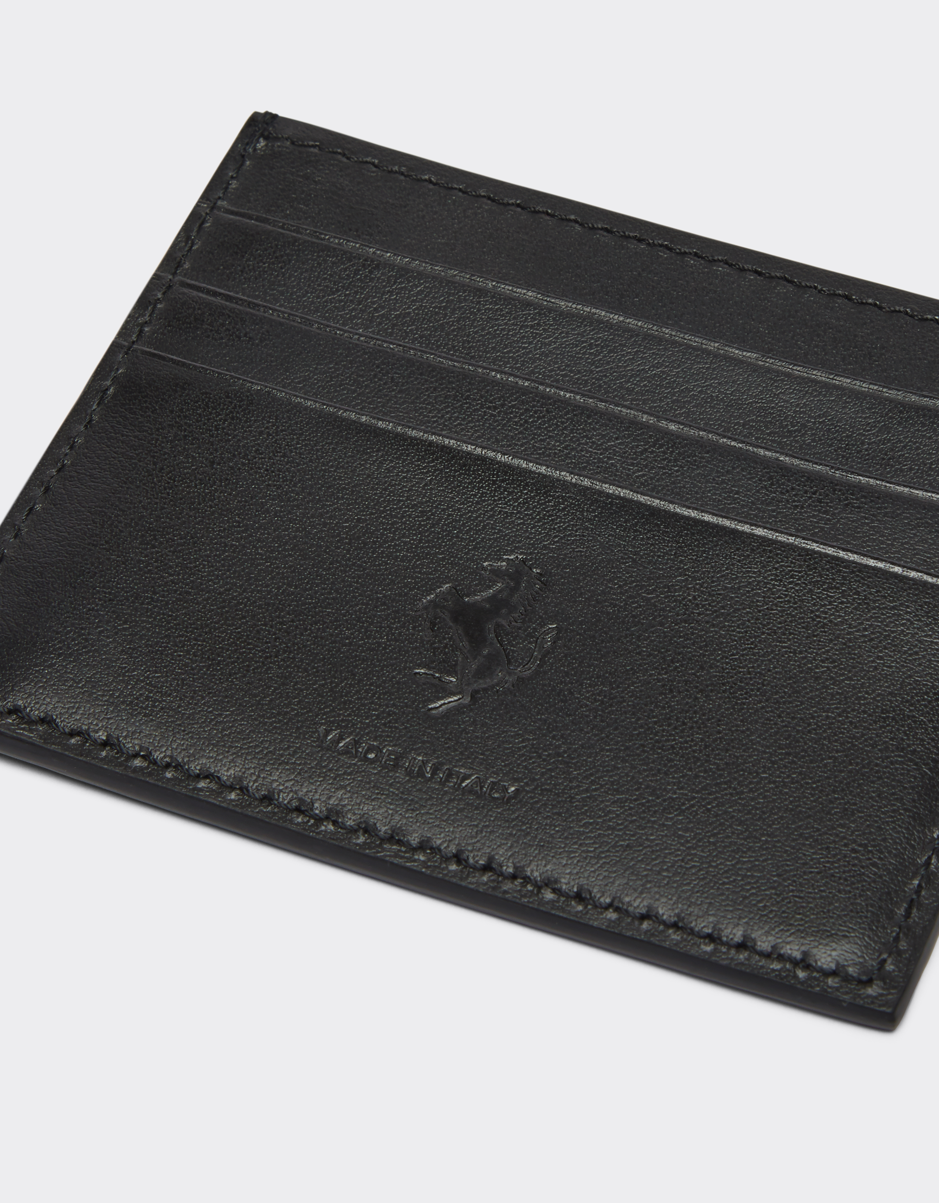 Shop Ferrari Leather Cardholder With Carbon Fibre Insert In Black