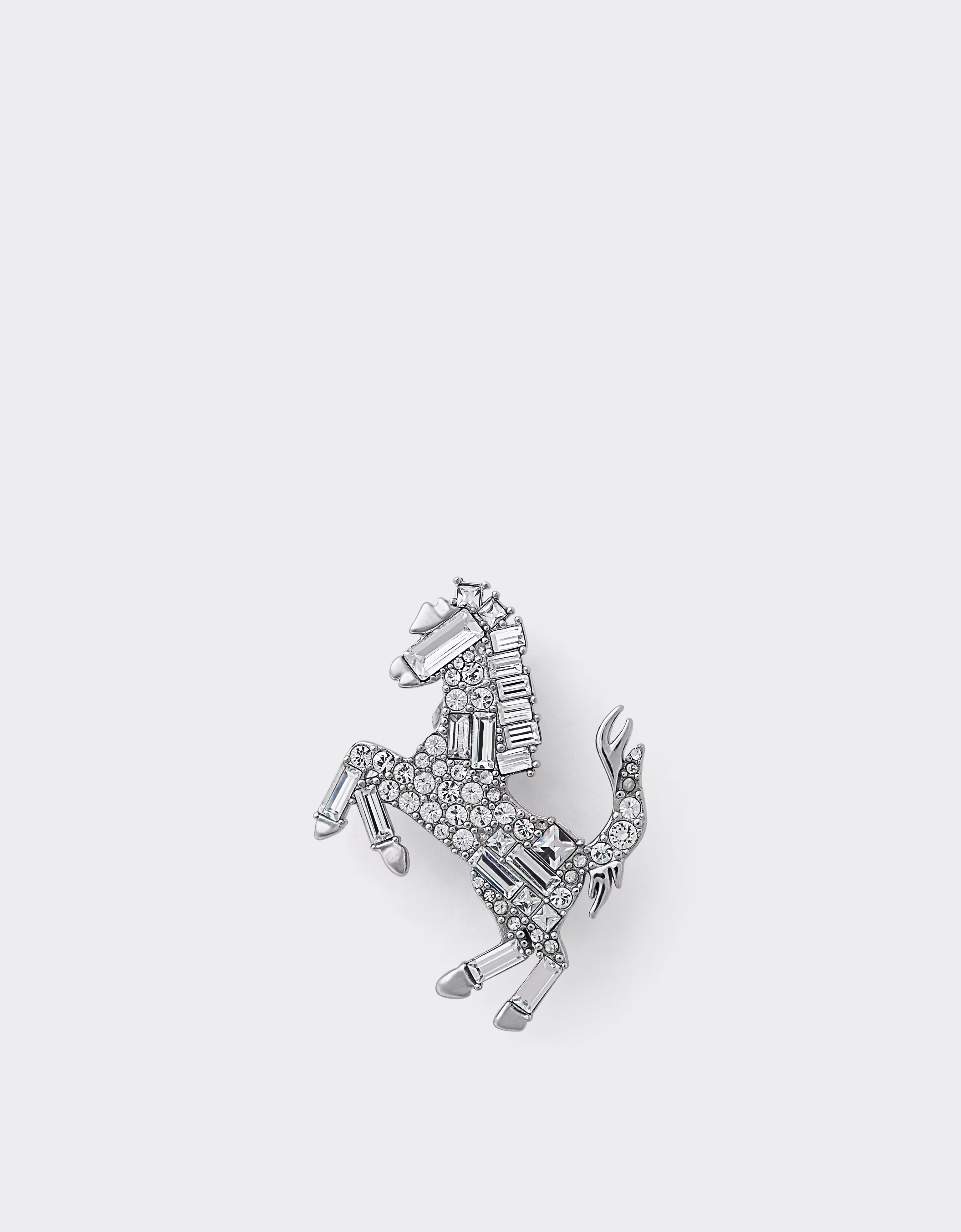 Ferrari Prancing Horse Rhinestone Brooch In Silver